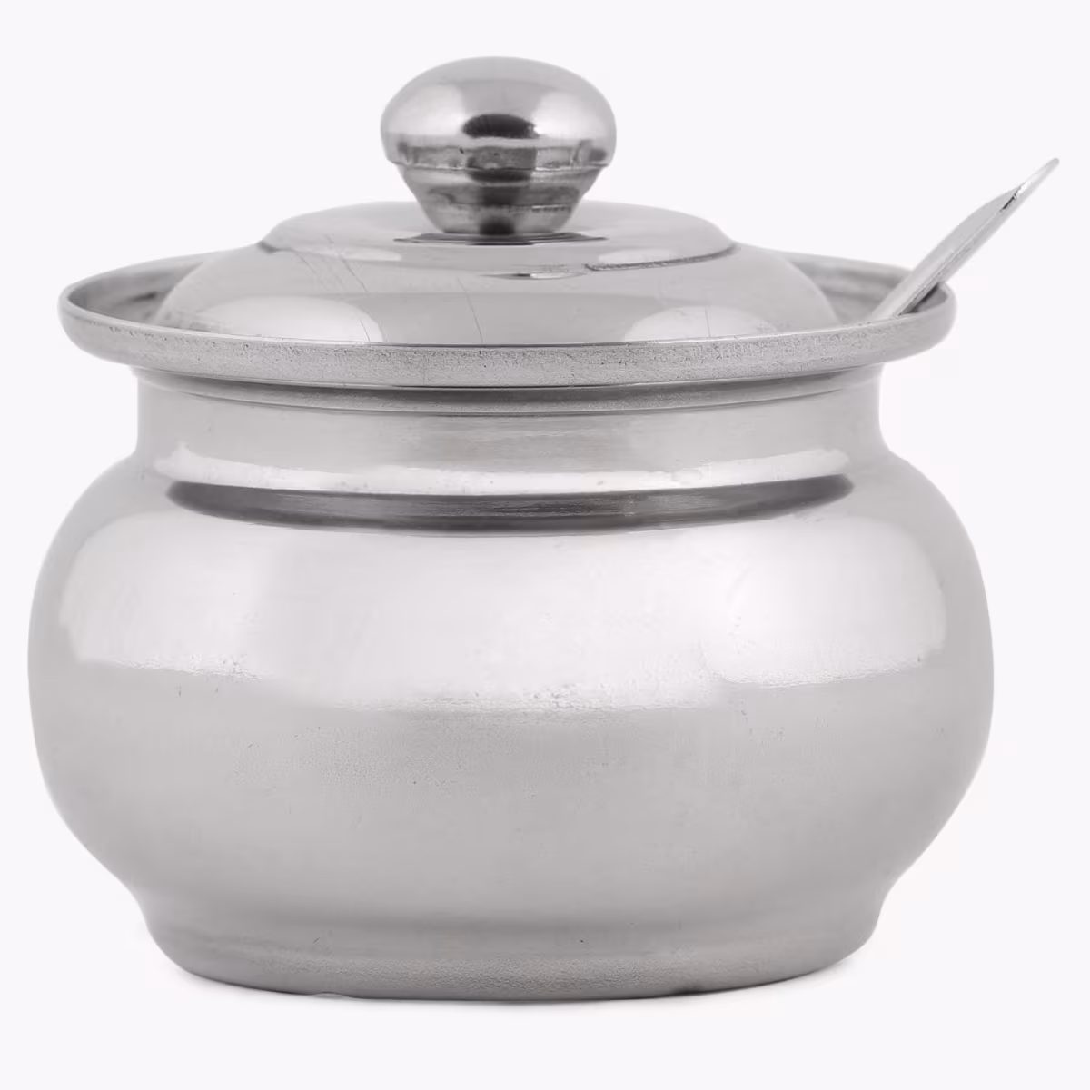 Glovia Stainless Steel Pot and Spoon - 7.5cm in Silver