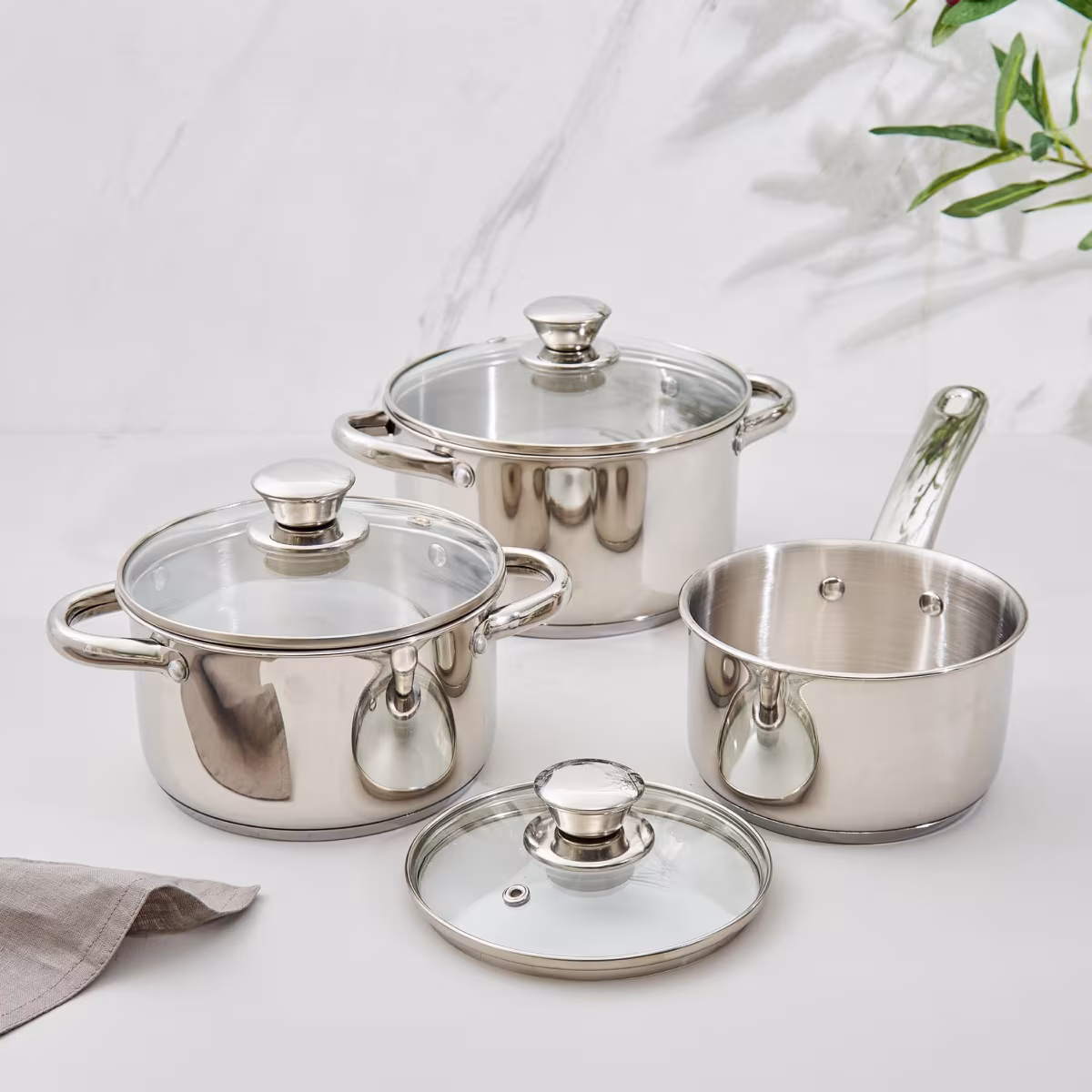 Rivago Bermen 6Pcs Stainless Steel Cookware Set in Silver