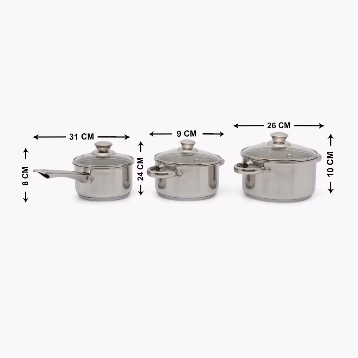 Rivago Bermen 6Pcs Stainless Steel Cookware Set in Silver