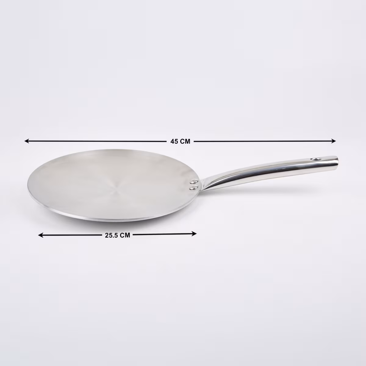 Valeria Carin Stainless Steel Induction Compatible Induction Compatible Concave Tawa - 25.5cm in Silver