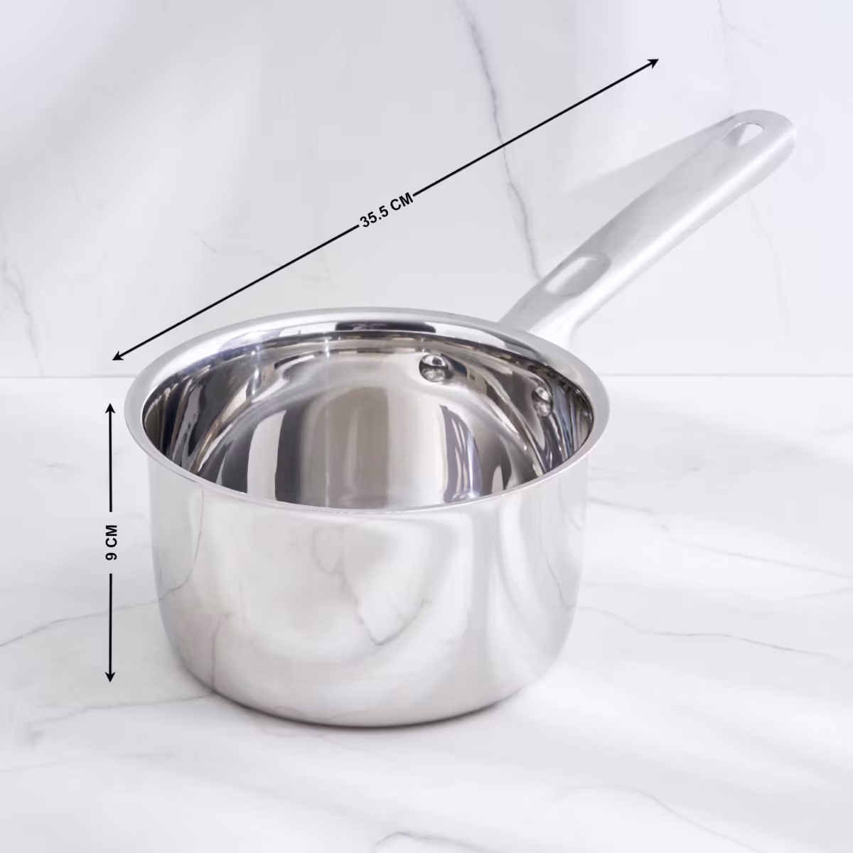 Adalyn Grit Stainless Steel Induction Compatible Milk Pan - 1.5L in Silver