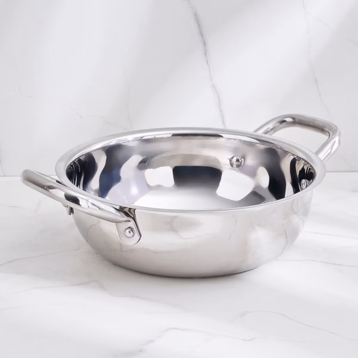 Adalyn Grit Stainless Steel Induction Compatible Kadhai - 1.5L in Silver