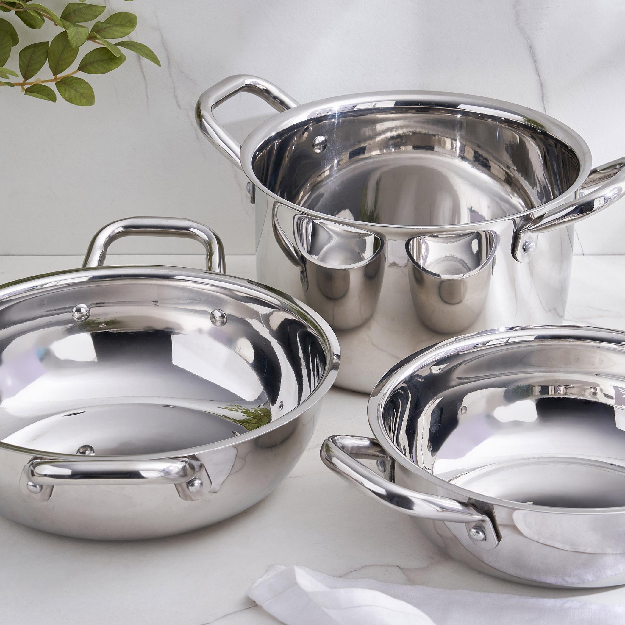 Adalyn Grit Stainless Steel Induction Compatible Kadhai - 2.5L in Silver