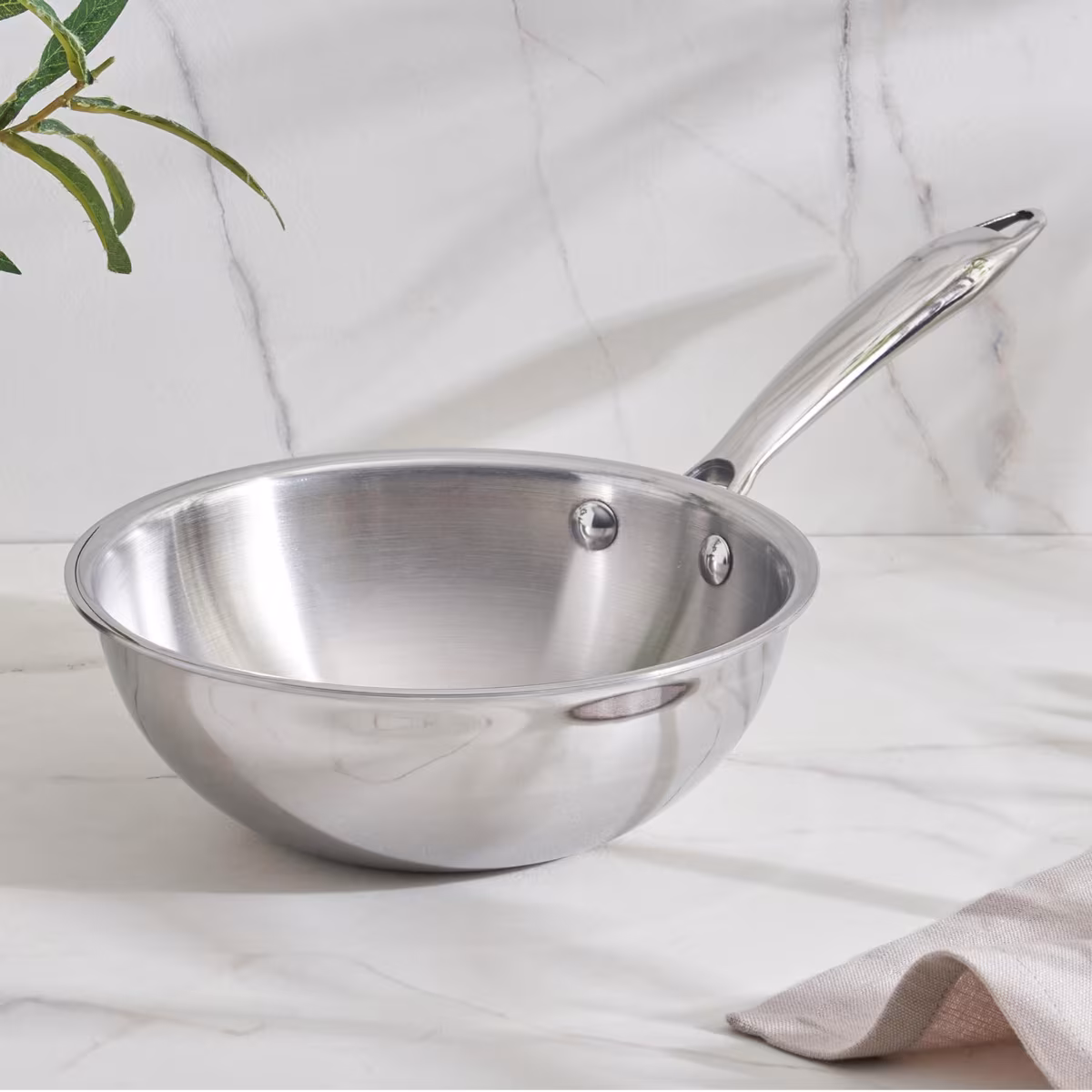 Valeria Carin Tri-Ply Stainless Steel Induction Compatible Mini Wok - 1.3L in Silver