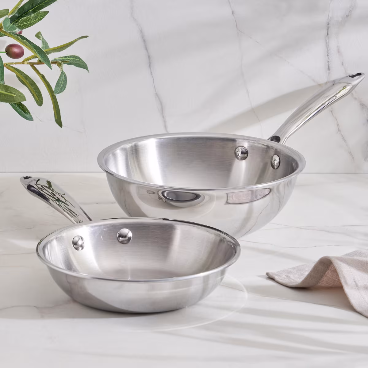 Valeria Carin Tri-Ply Stainless Steel Induction Compatible Mini Wok - 1.3L in Silver