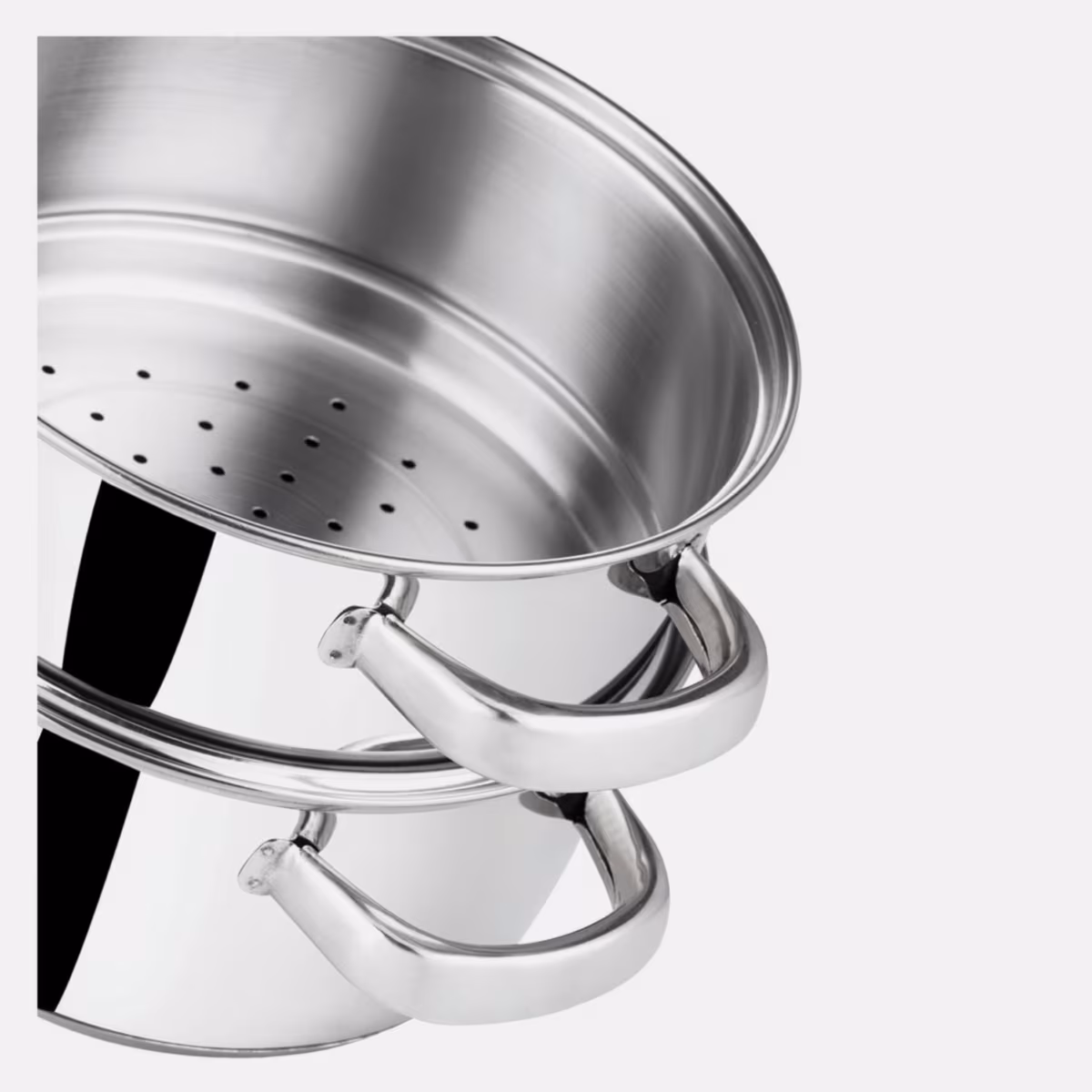 VINOD Stainless Steel 2 Tier Steamer with Glass Lid - 18cm in Silver