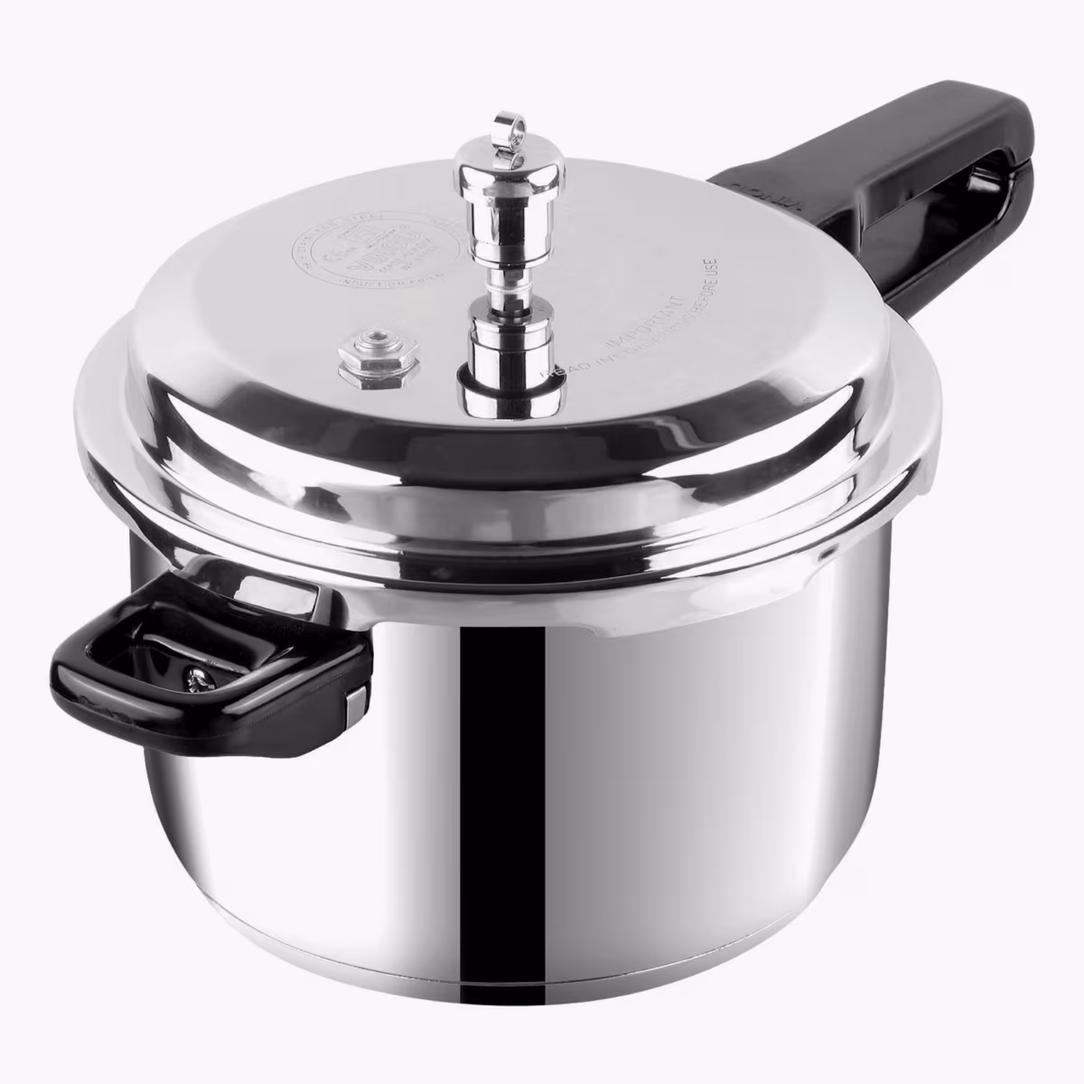 VINOD Set of 2 18/8 Stainless Steel Pressure Cooker 5L and Junior Pan Cooker 3.5L with Common Lid in Silver