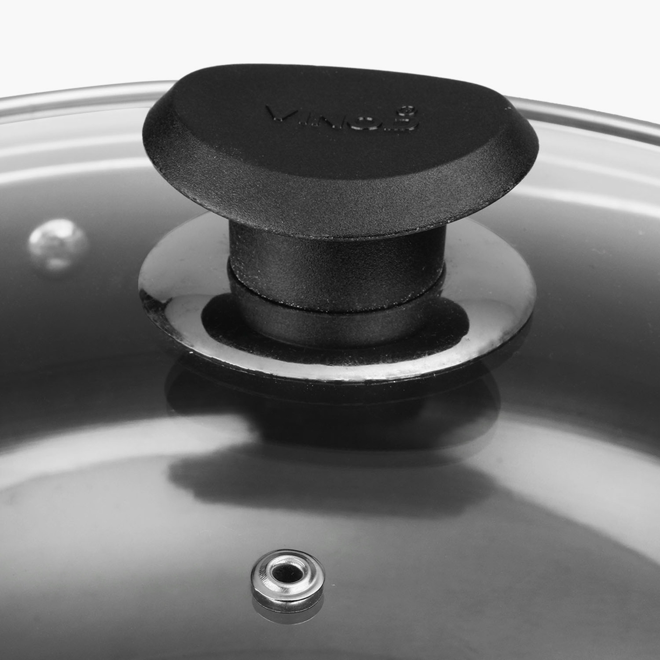 VINOD Aluminium Hard Anodized Deep Kadai with Glass Lid - 22cm, 2.6L in Black