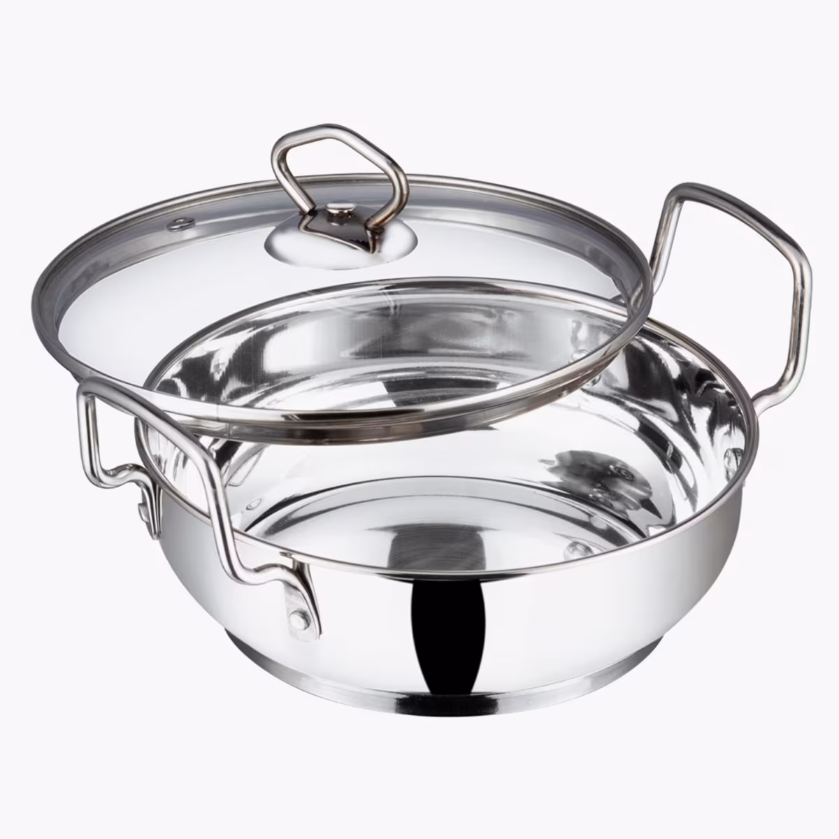 VINOD Stainless Steel Kadai with Glass Lid - 20cm, 1.7L in Silver