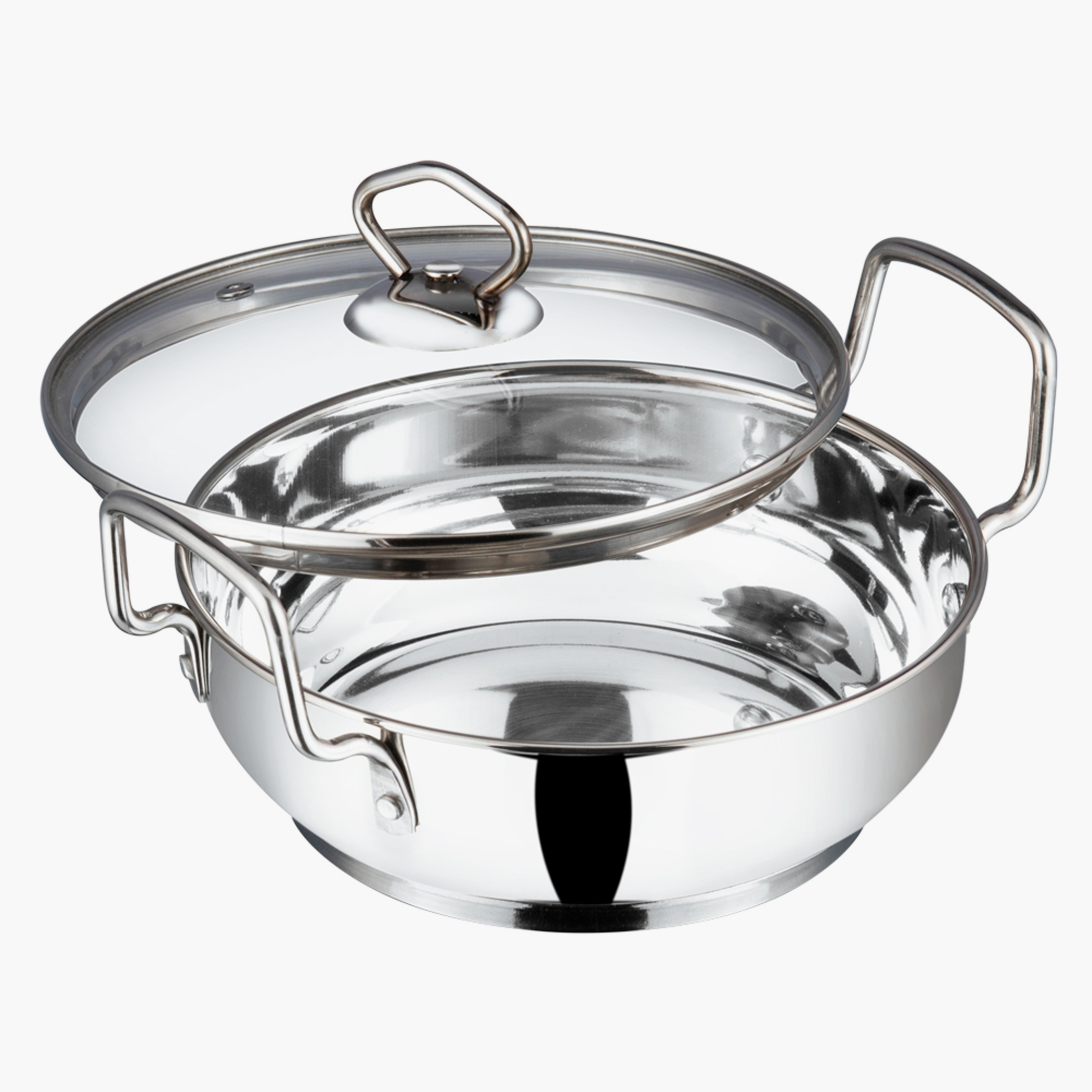 VINOD Stainless Steel Kadai with Glass Lid - 20cm, 1.7L in Silver