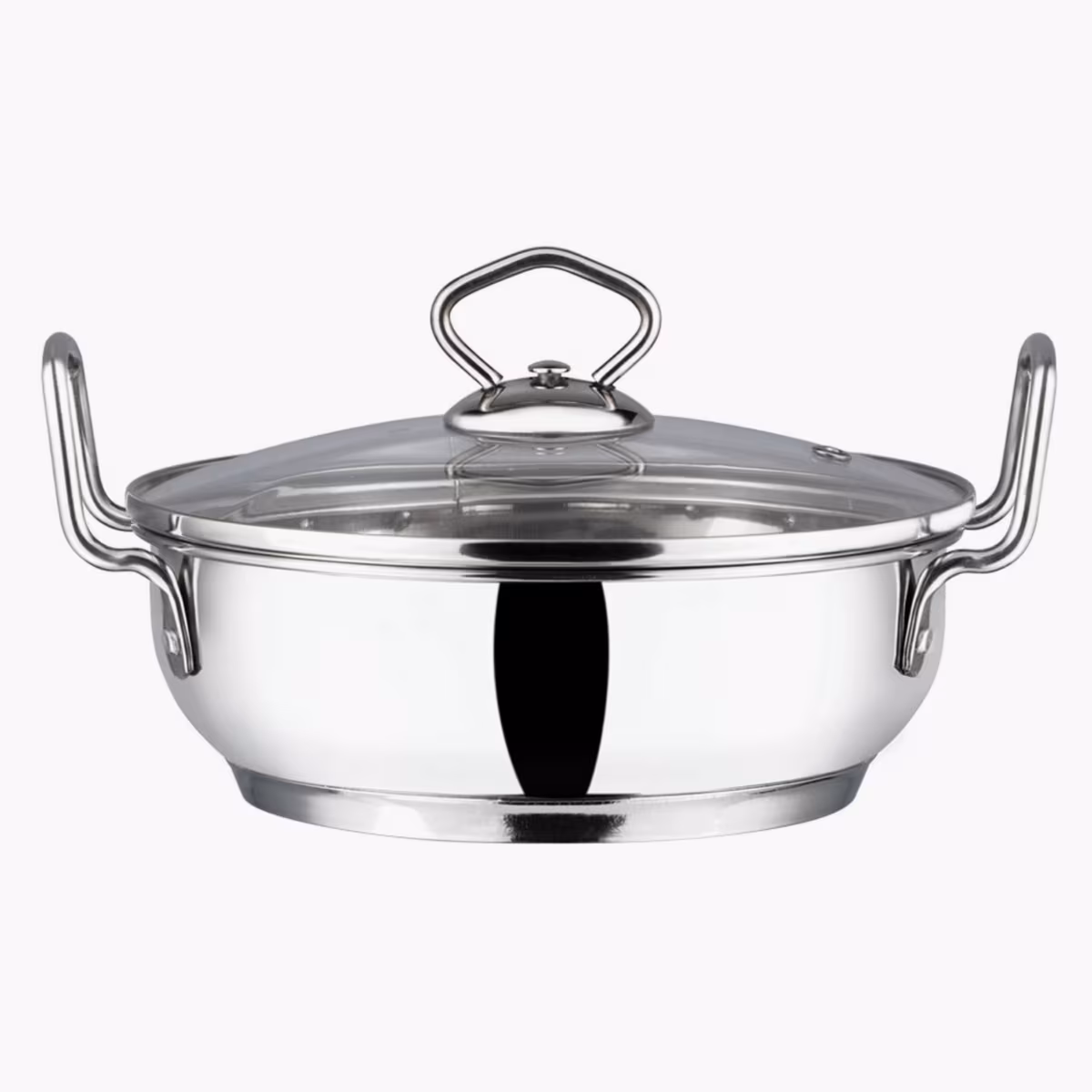 VINOD Stainless Steel Kadai with Glass Lid - 24cm, 2.7L in Silver