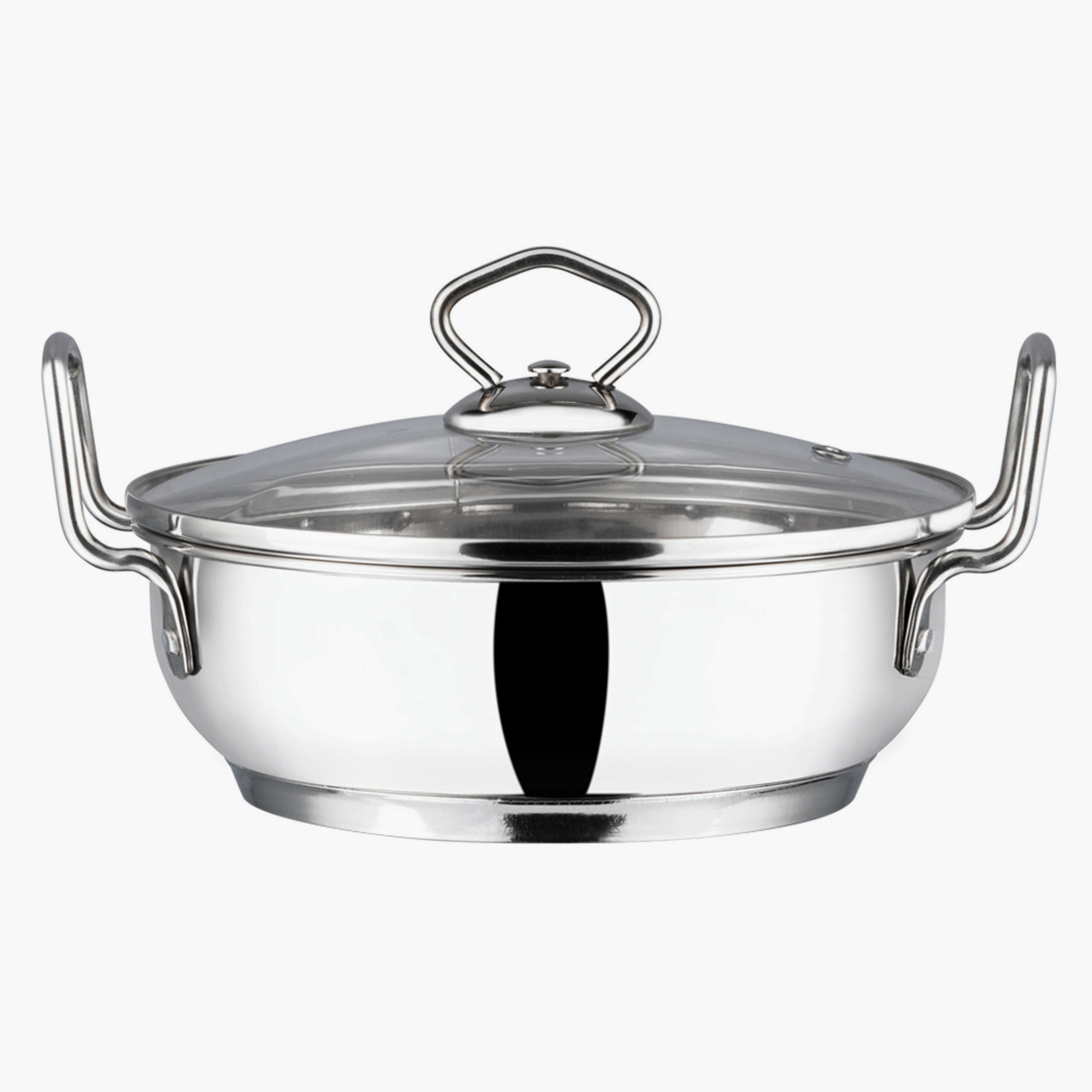 VINOD Stainless Steel Kadai with Glass Lid - 24cm, 2.7L in Silver
