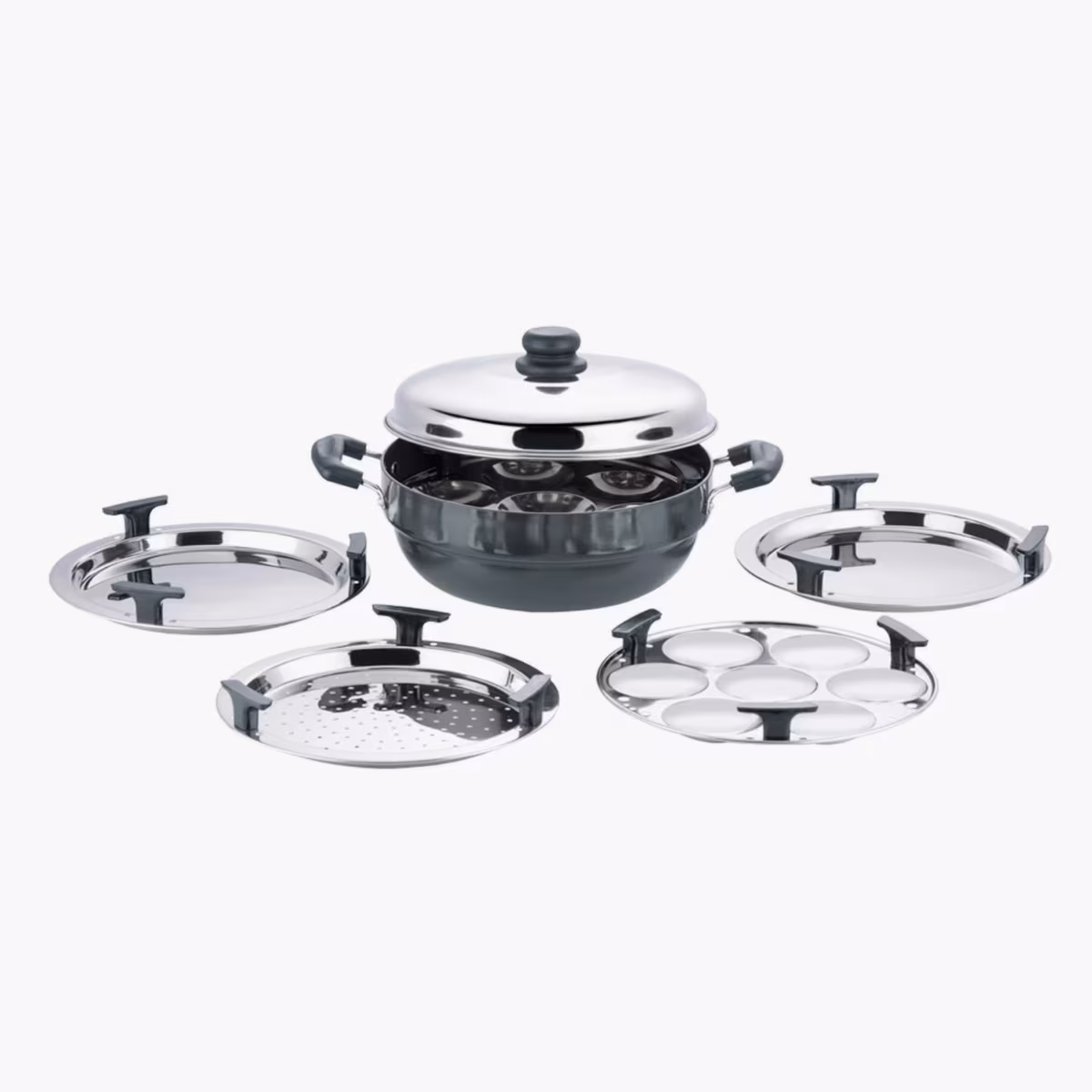 VINOD 6Pcs Aluminium Hard Anodized Multi Kadai in Black