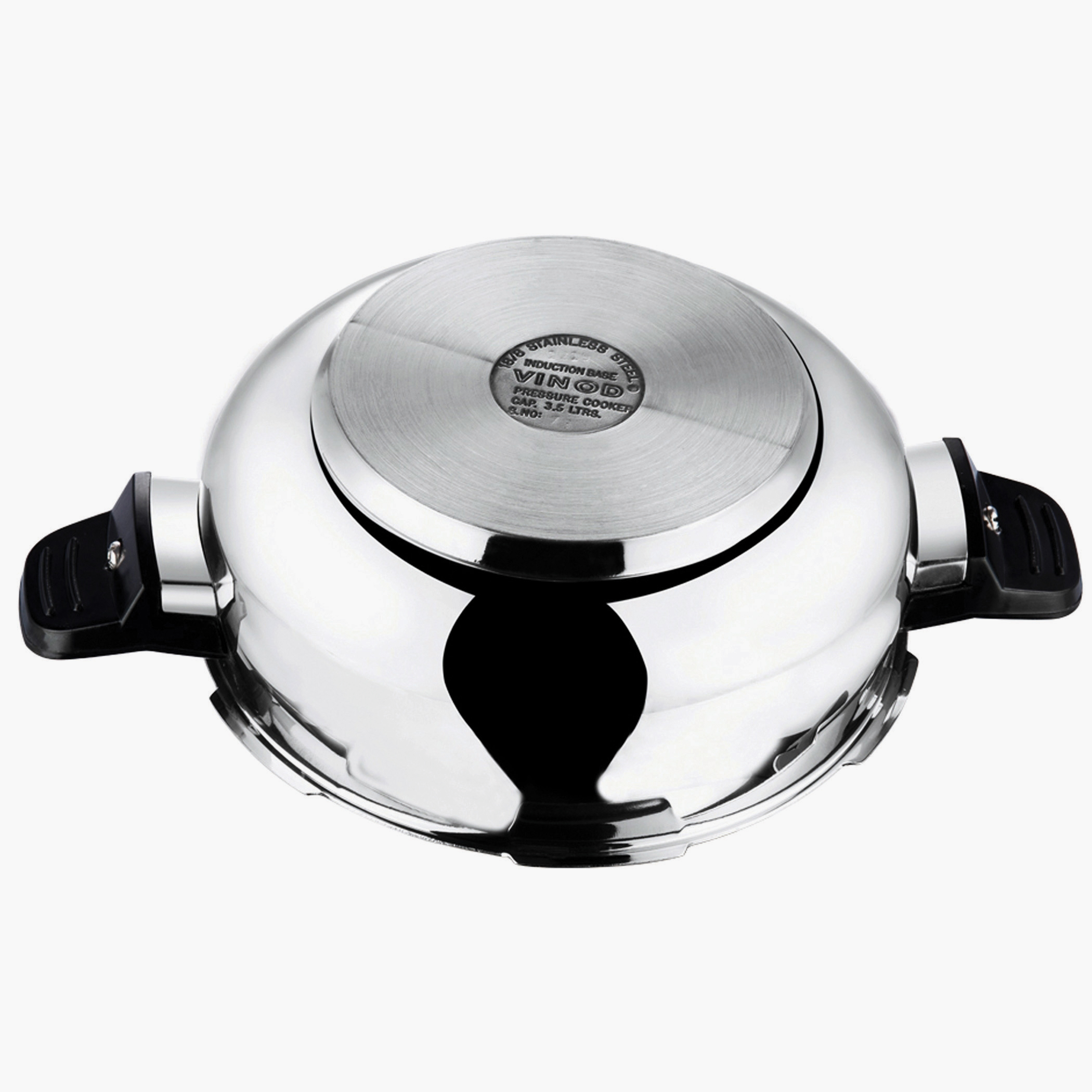 VINOD Magic 18/8 Stainless Steel Pressure Cooker with 3 Lids - 5.5L in Silver