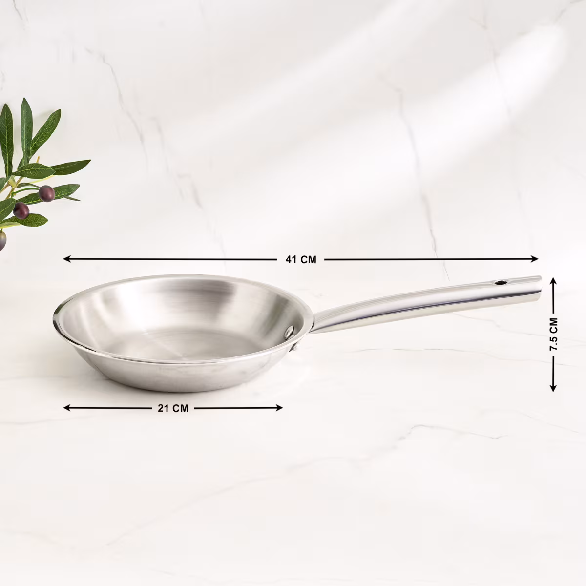 Valeria Carin Tri-Ply Stainless Steel Induction Compatible Frying Pan - 1L in Silver