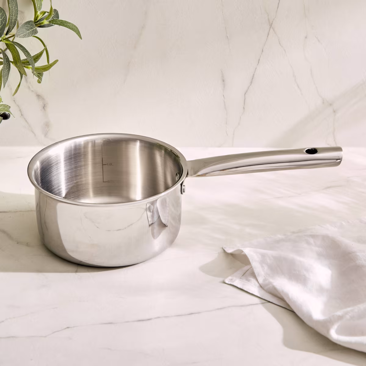 Valeria Carin Tri-Ply Stainless Steel Induction Compatible Milk Pan - 1.7L in Silver