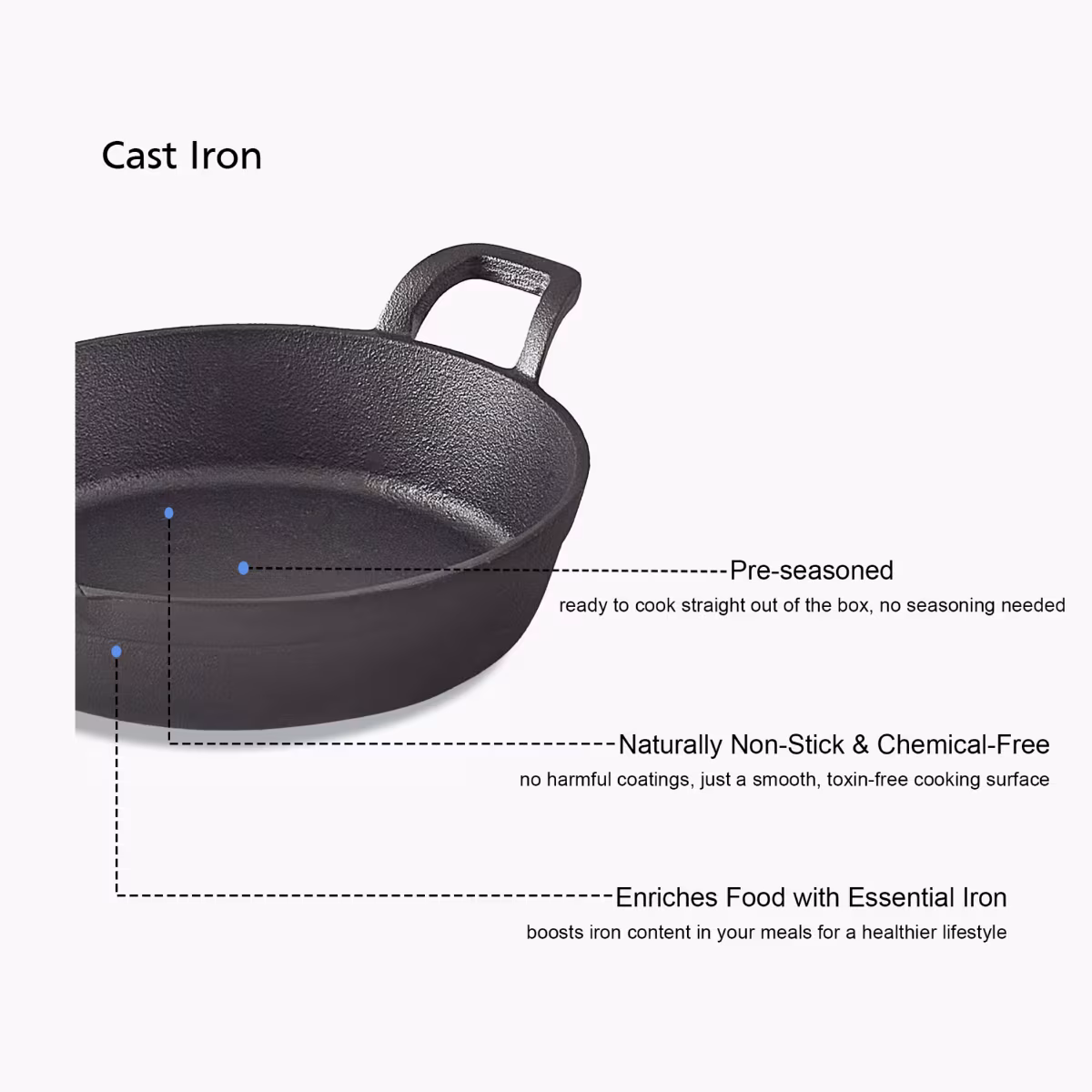 Terra Tales Sally Cast Iron Concave Tawa - 26cm in Black