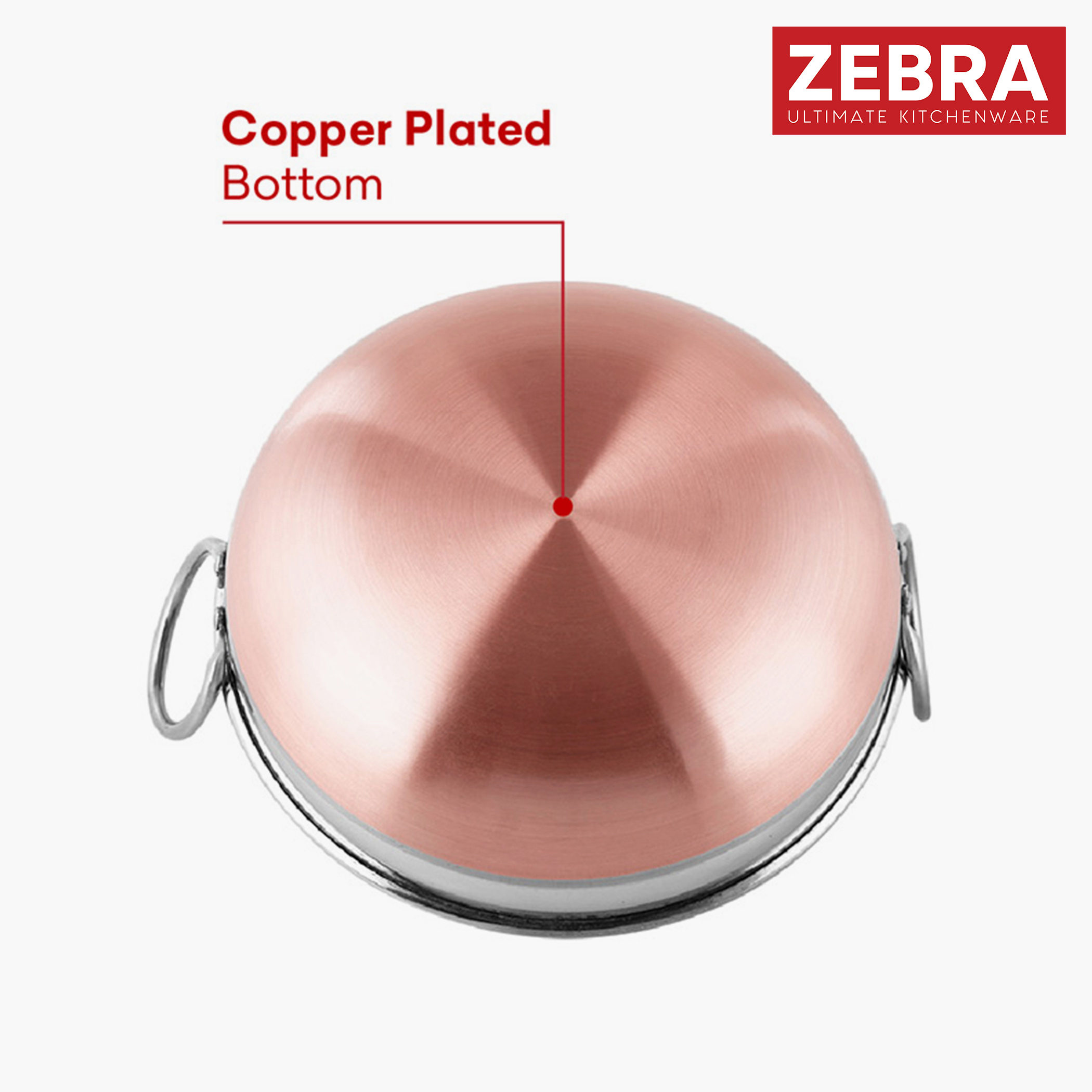 ZEBRA Stainless Steel Copper Bottom Kadai - 1.6 L in Silver