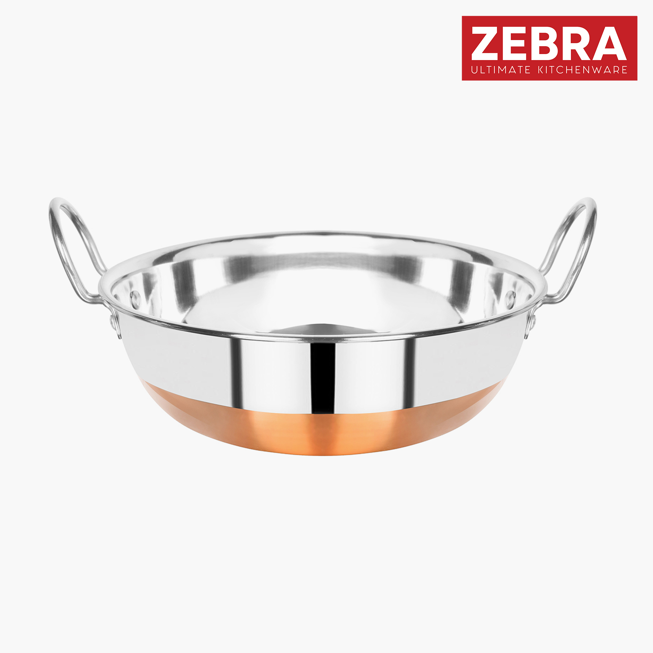 ZEBRA Stainless Steel Copper Bottom Kadai - 2.3L in Silver