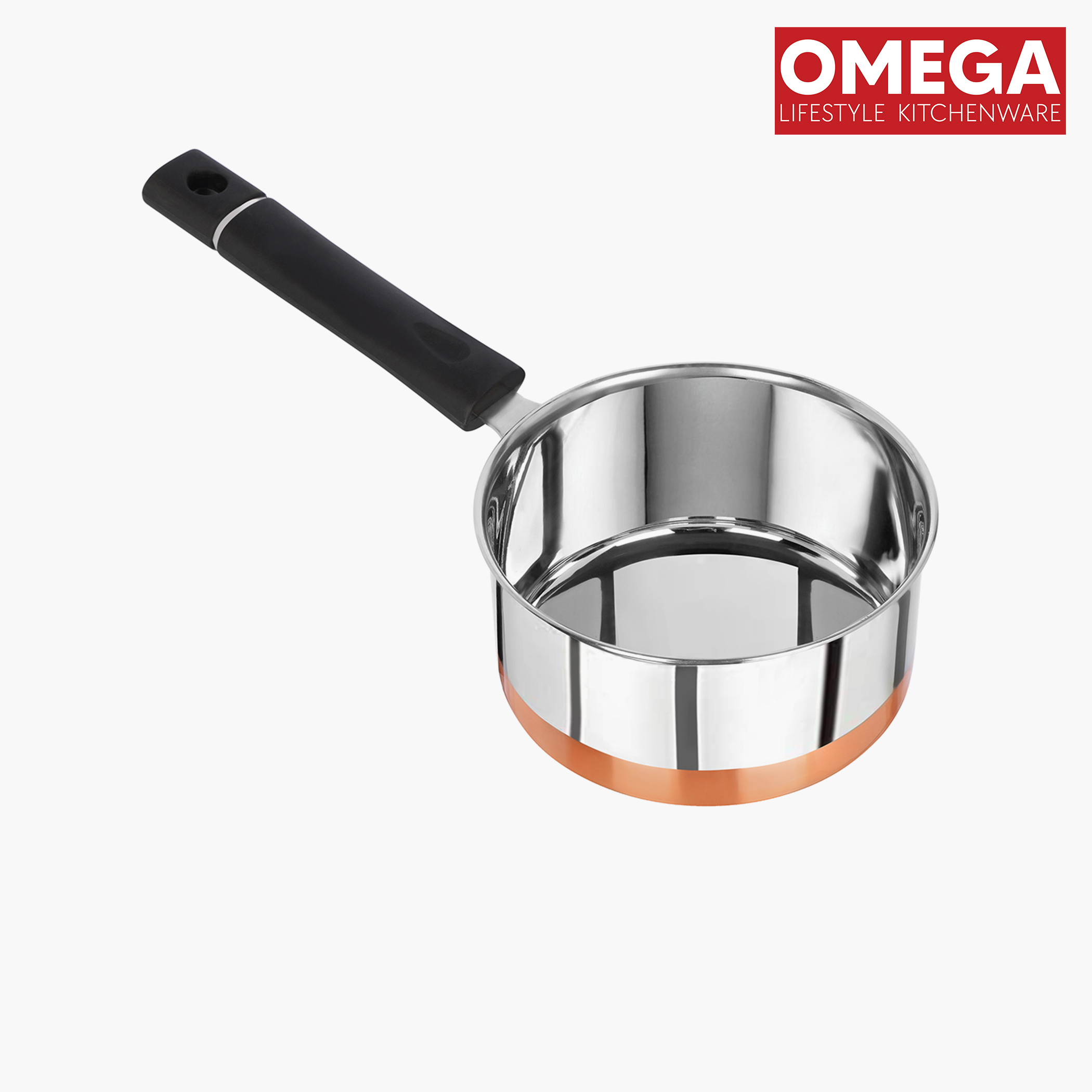 OMEGA Stainless Steel Copper Bottom Saucepan - 2L in Silver