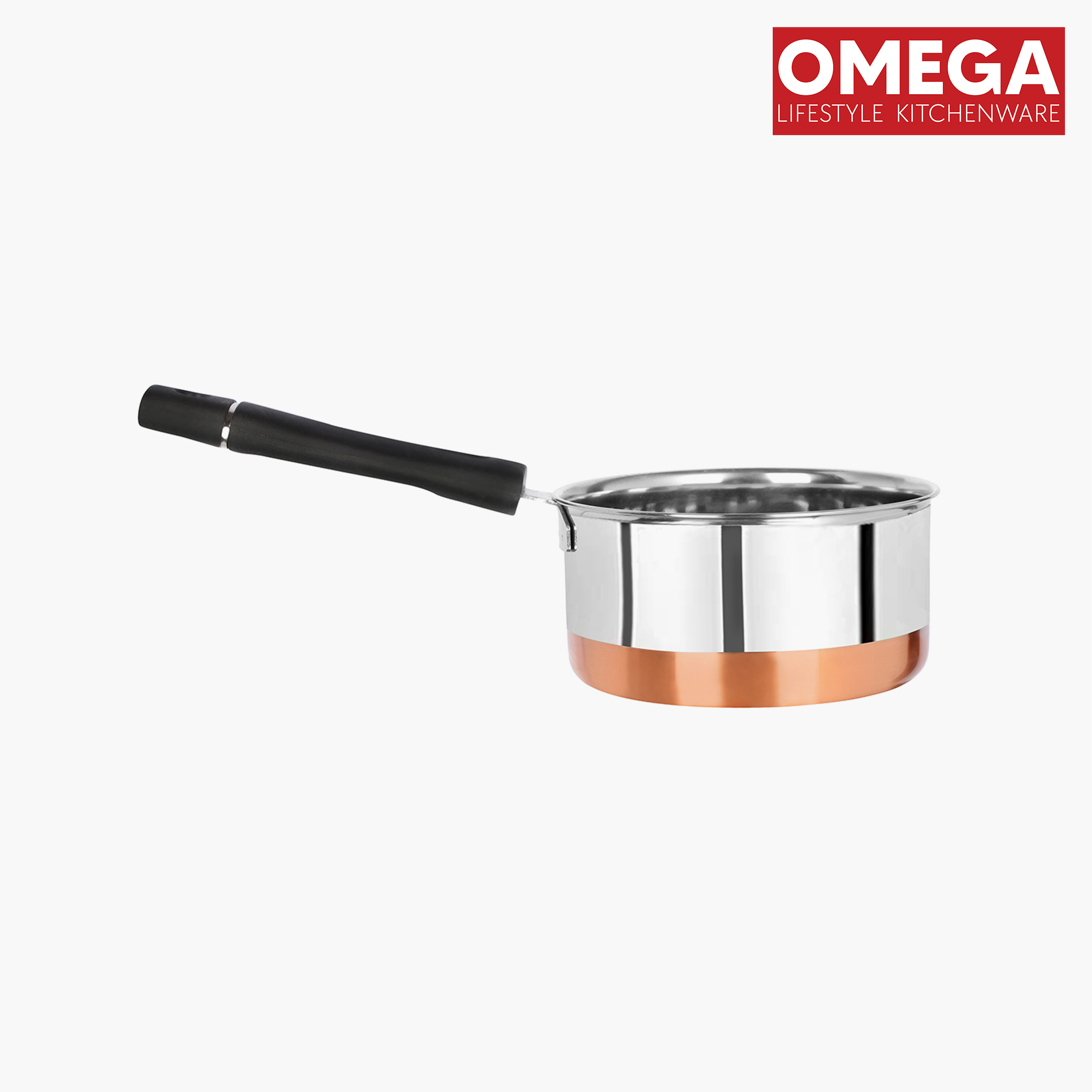 OMEGA Stainless Steel Copper Bottom Saucepan - 2L in Silver