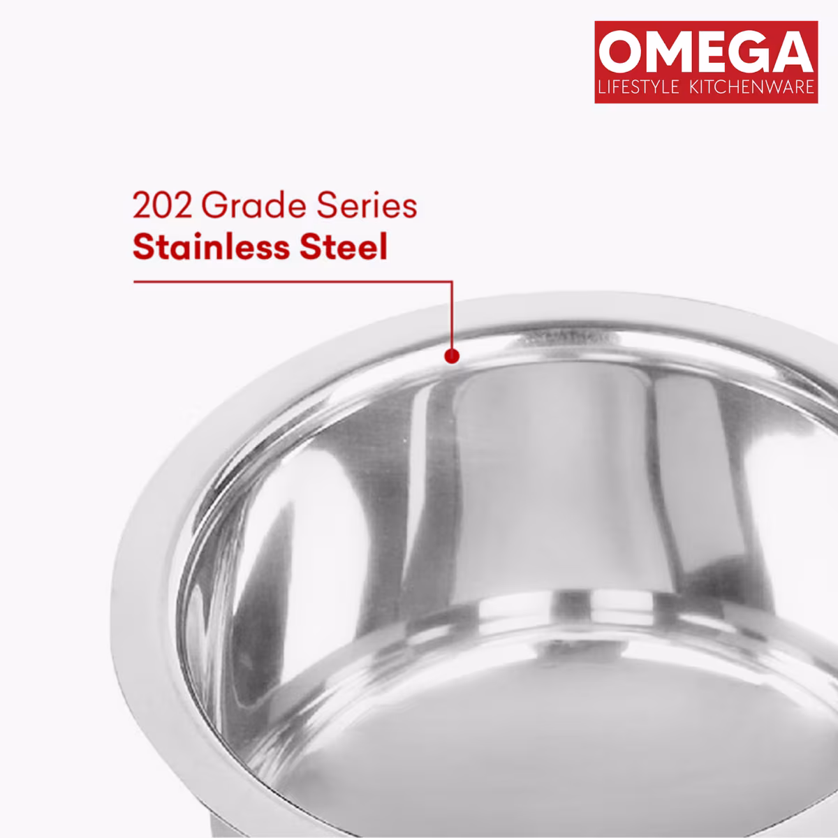 OMEGA Alfa 2Pcs Stainless Steel Copper Bottom Cookware Set in Silver