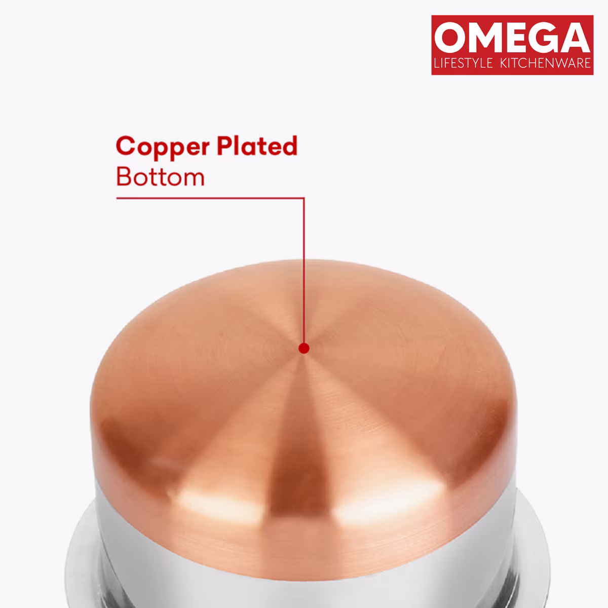 OMEGA Alfa 2Pcs Stainless Steel Copper Bottom Cookware Set in Silver