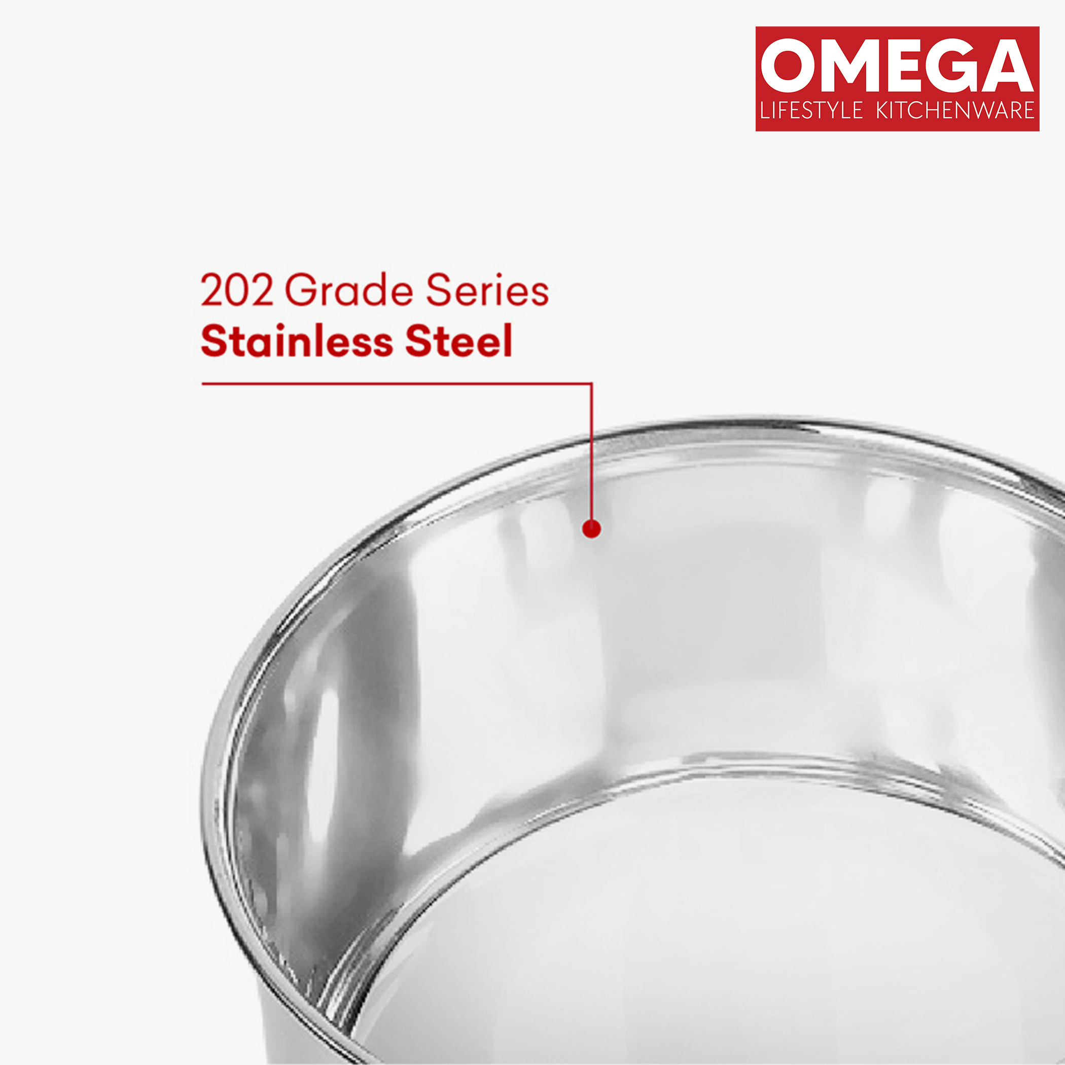 OMEGA Elite 2Pcs Stainless Steel Copper Bottom Cookware Set in Silver