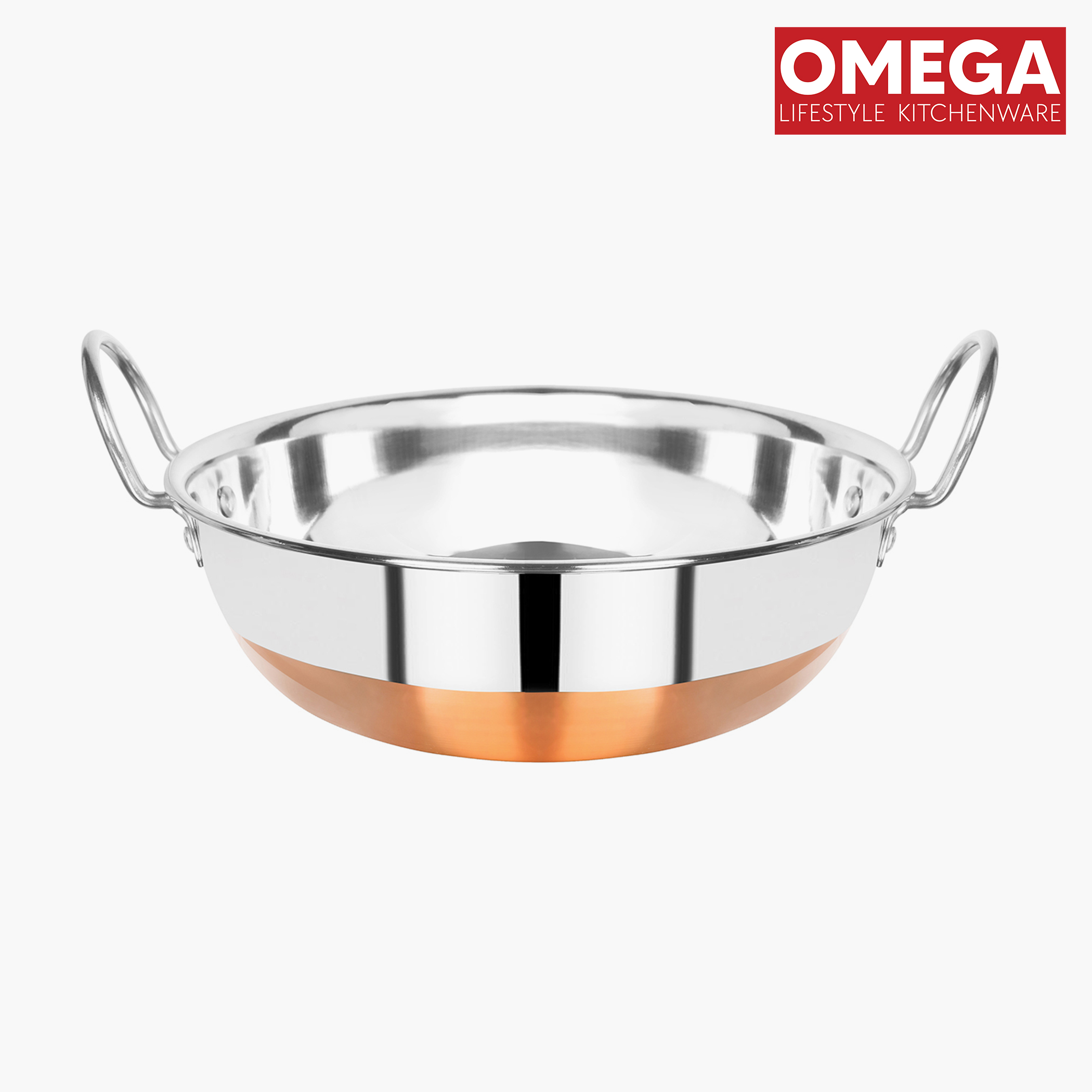 OMEGA 3Pcs Stainless Steel Copper Bottom Cookware Set in Silver