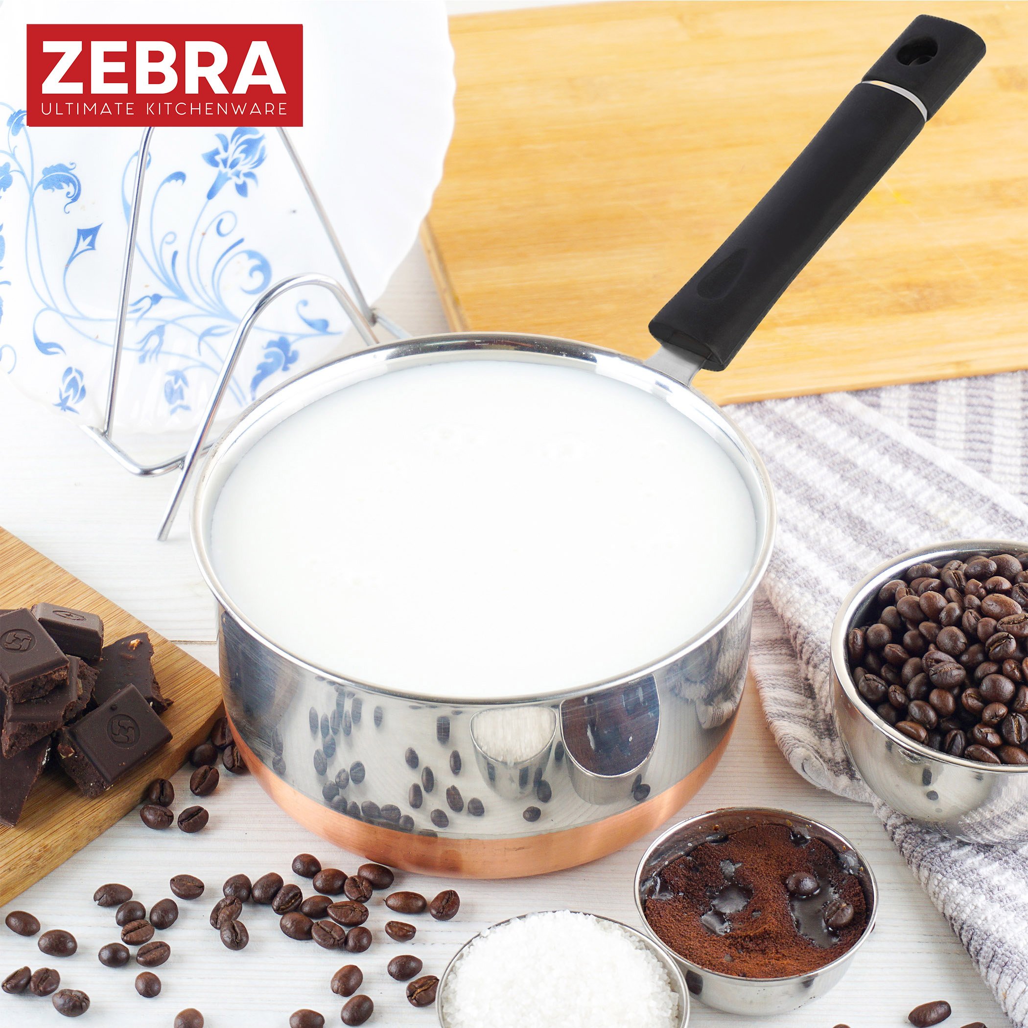 ZEBRA Stainless Steel Copper Bottom Sauce Pan - 1.6L in Silver