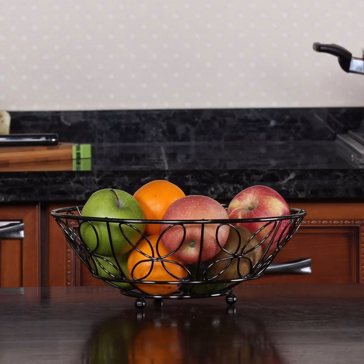 Gravel Nickel Stainless Steel Fruit Basket in Black