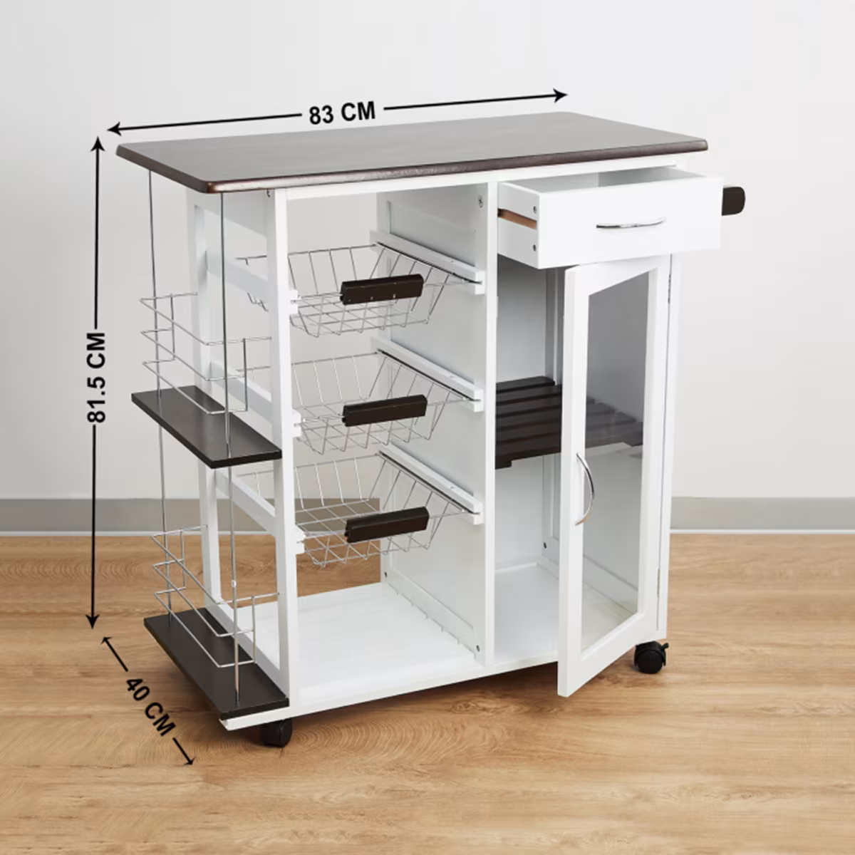 Tranzit 3-Tier Kitchen Trolley in White
