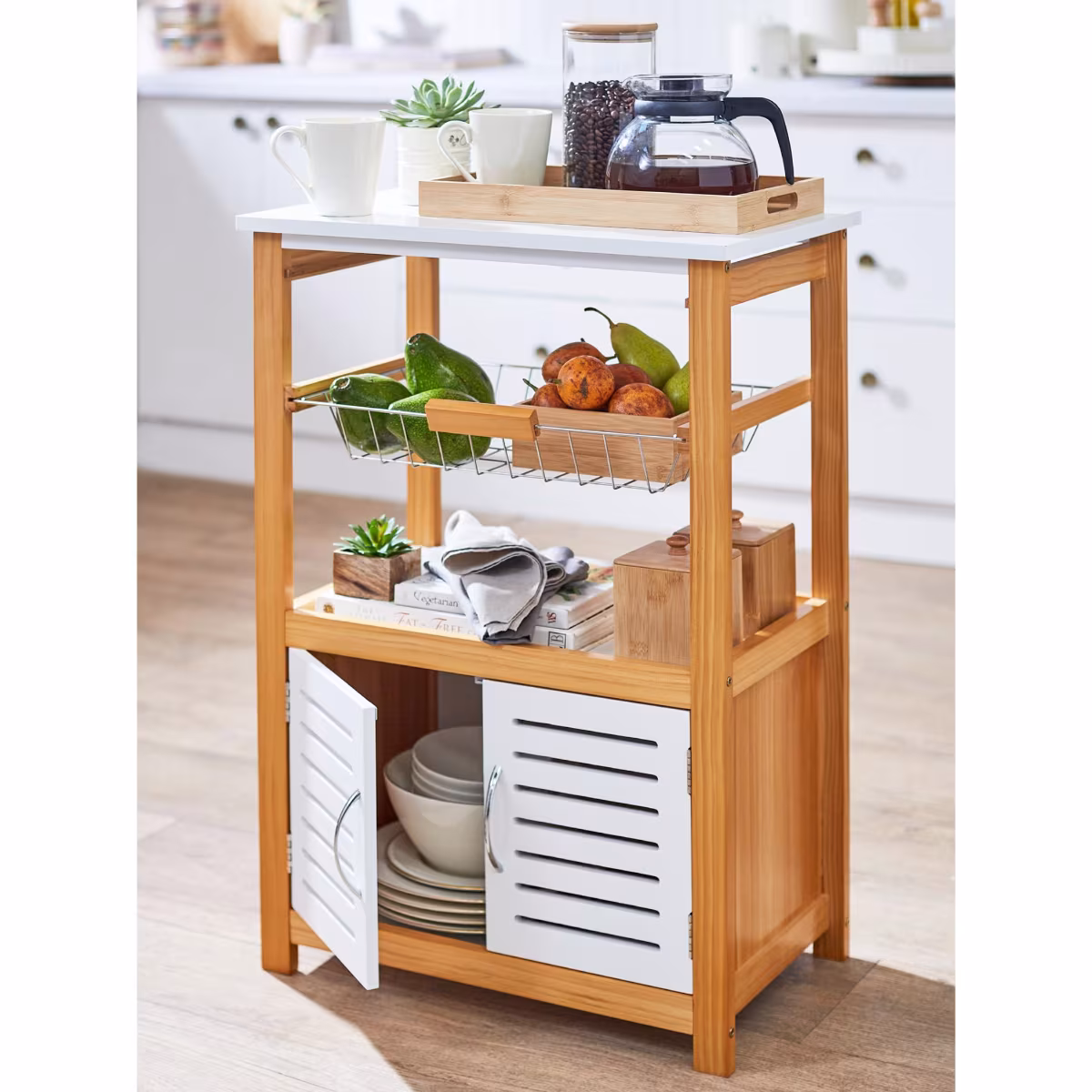 Tranzit Wooden Storage Kitchen Trolley in Brown
