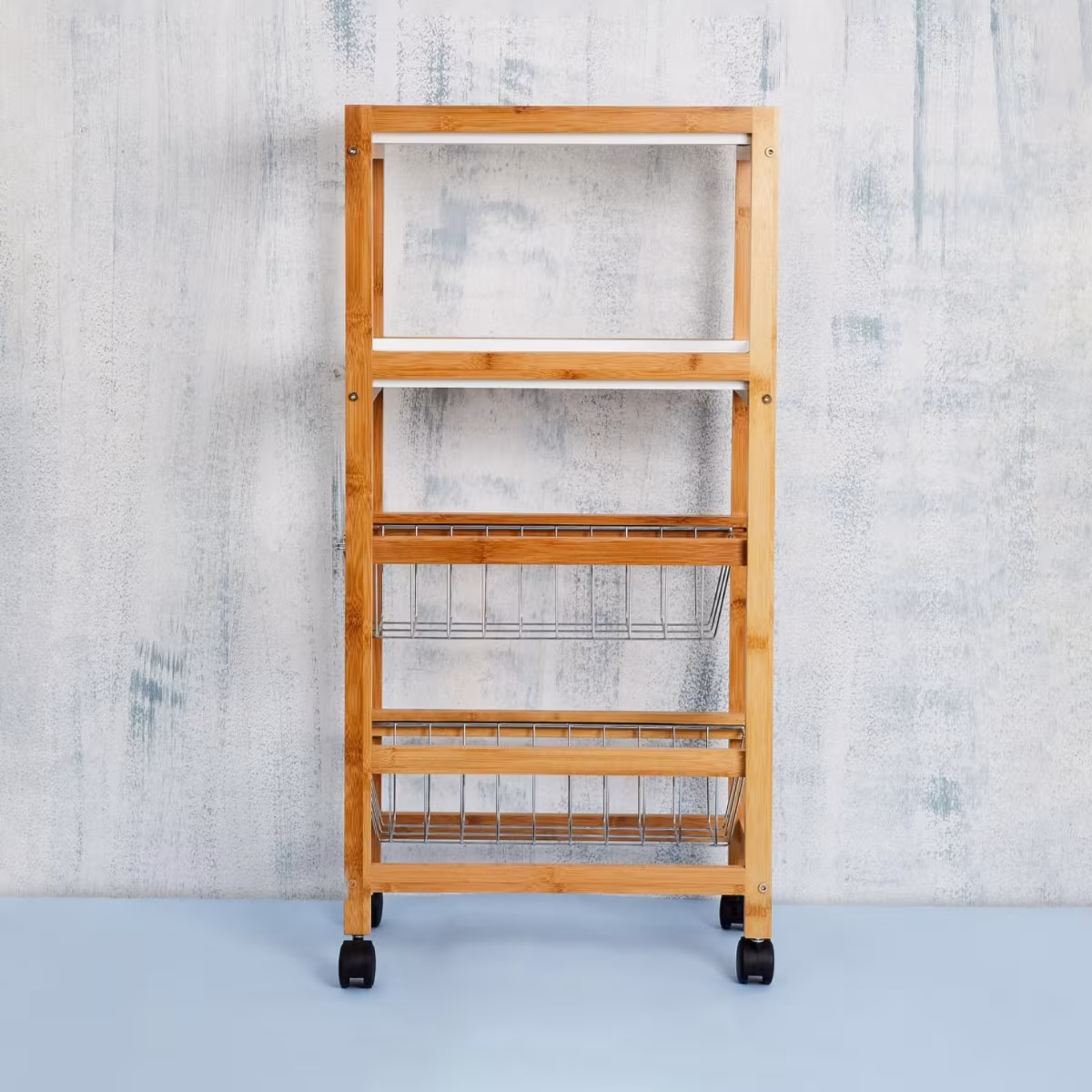Tranzit Wooden 4-Tier Kitchen Trolley in Brown