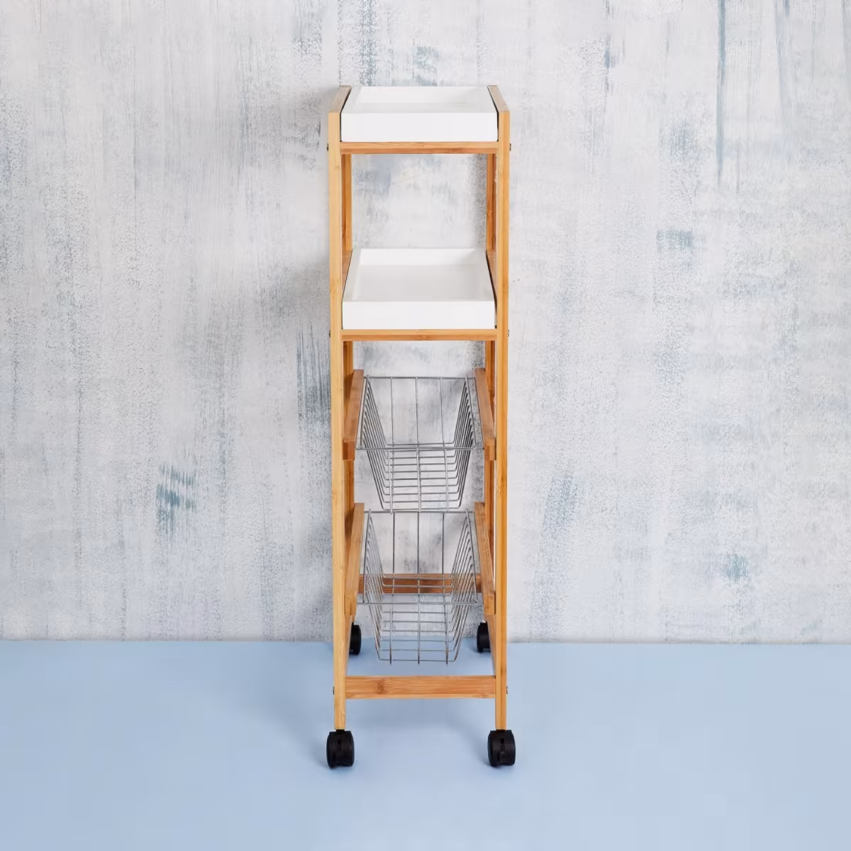 Tranzit Wooden 4-Tier Kitchen Trolley in Brown