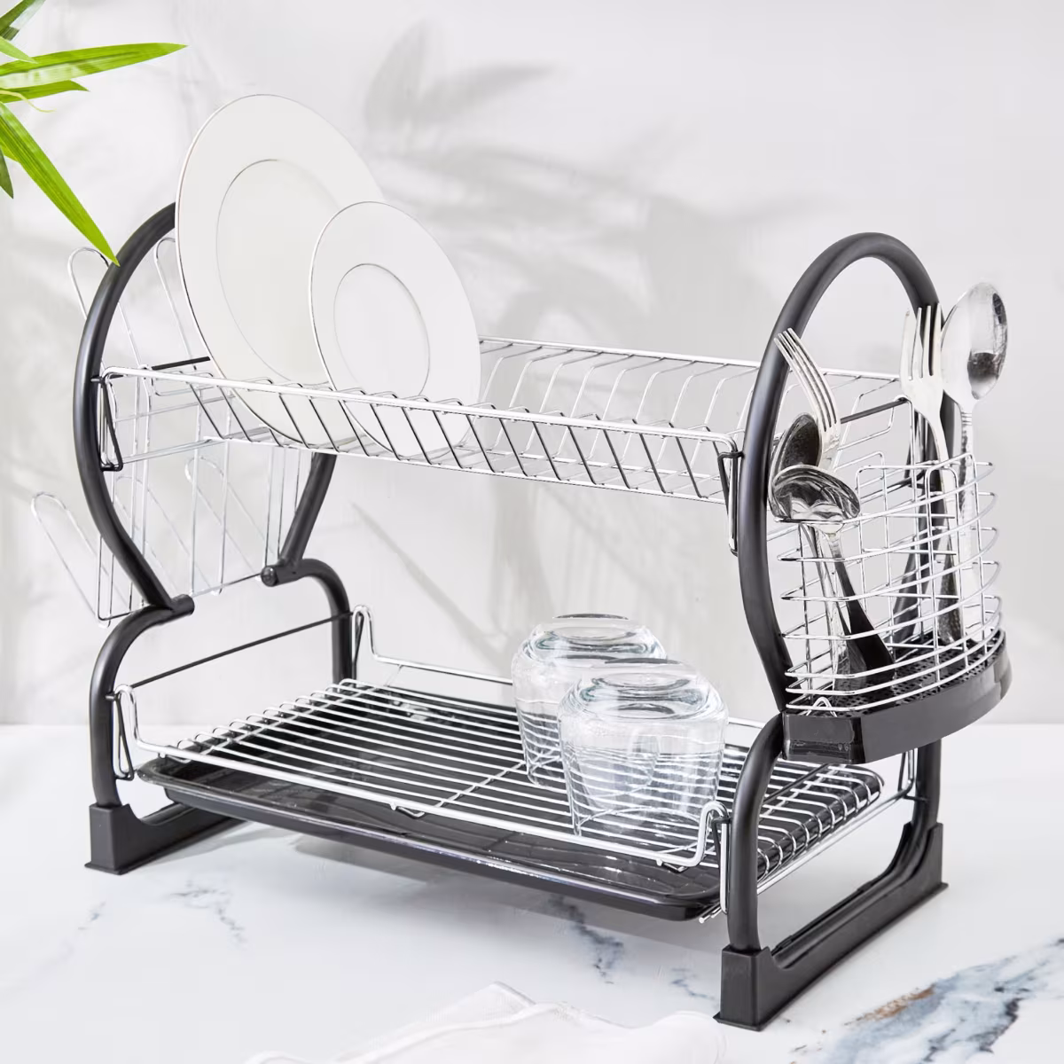 Orion Metal 2-Tier Dish Rack in Silver
