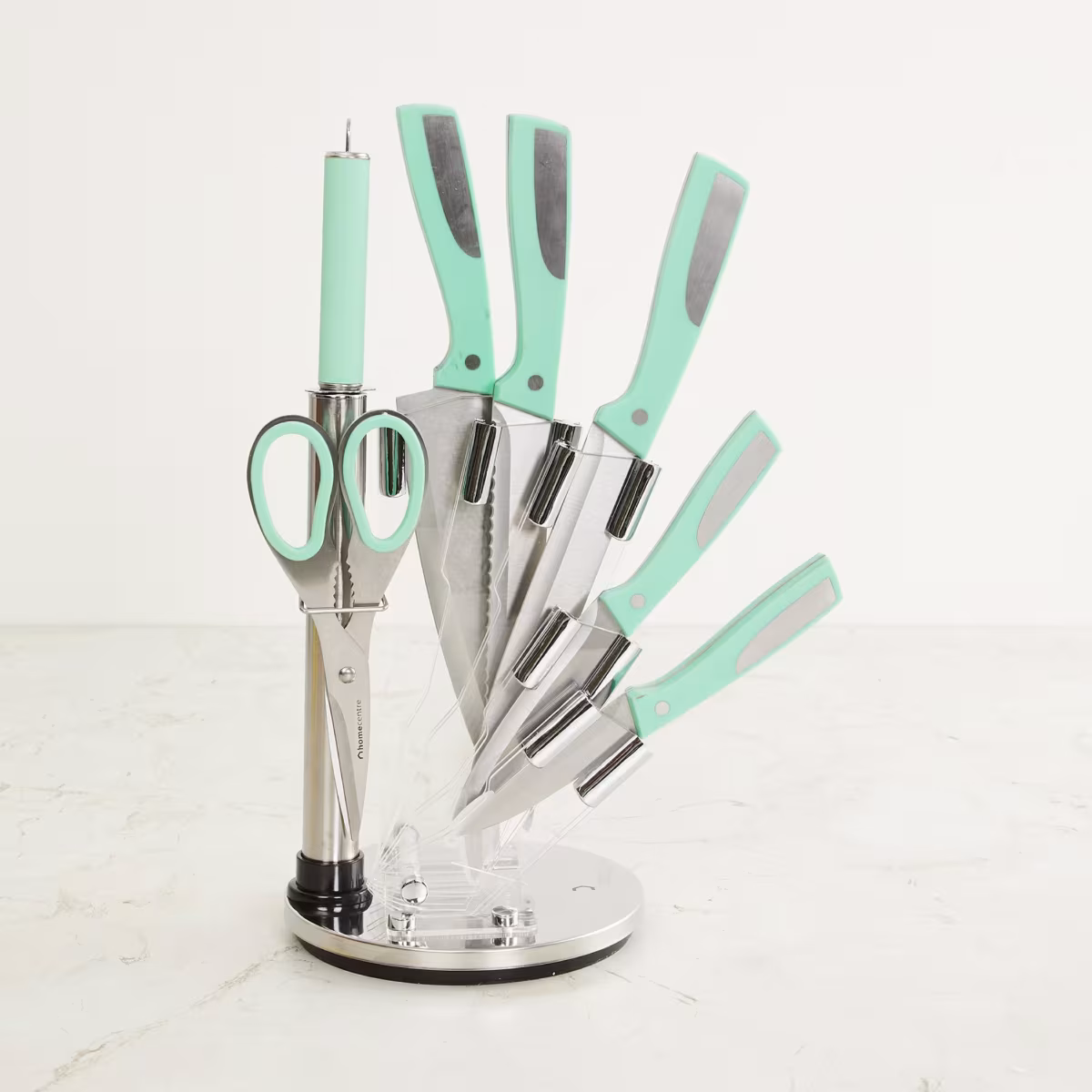 Chef Special 8Pcs Stainless Steel Rotating Knives Set in Teal