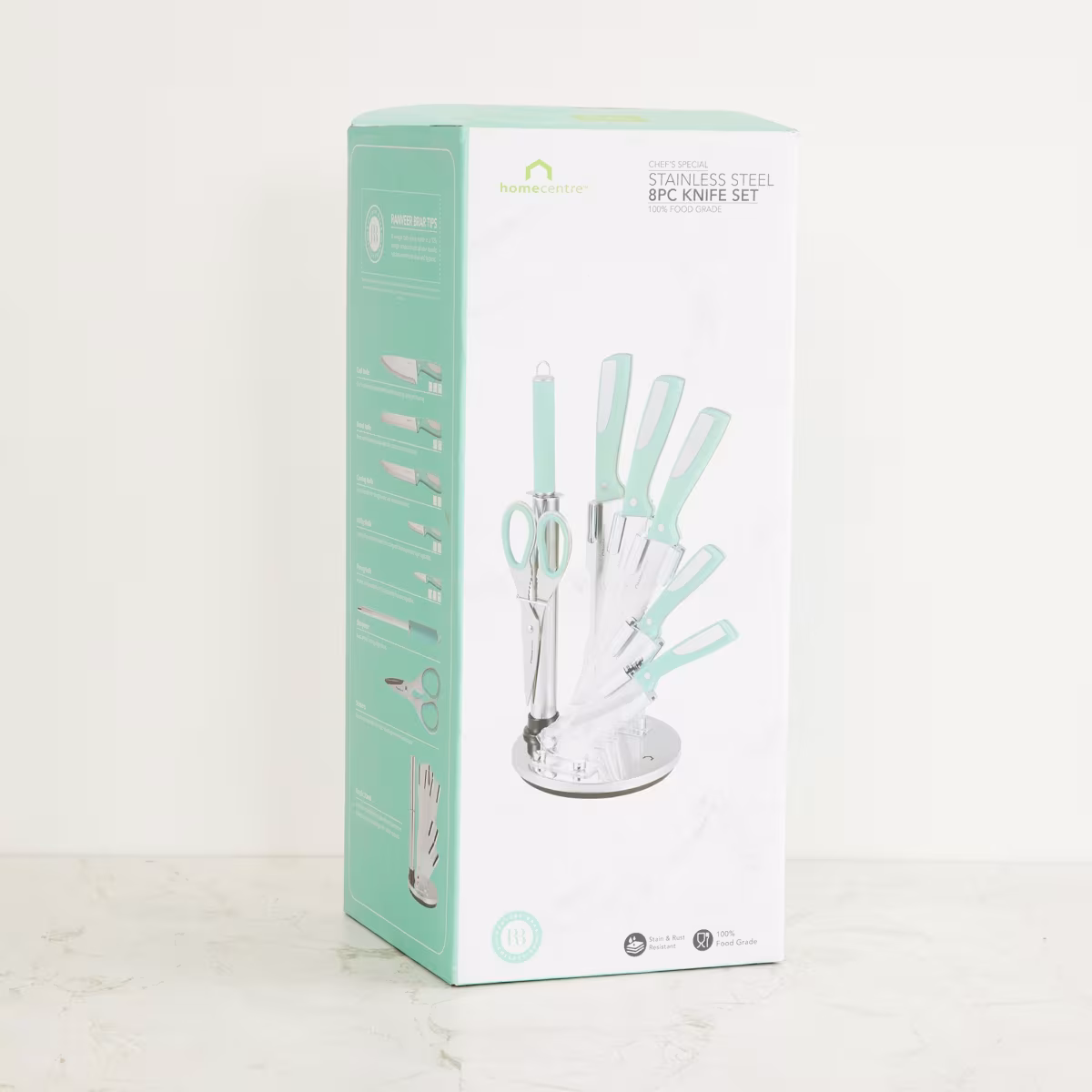 Chef Special 8Pcs Stainless Steel Rotating Knives Set in Teal