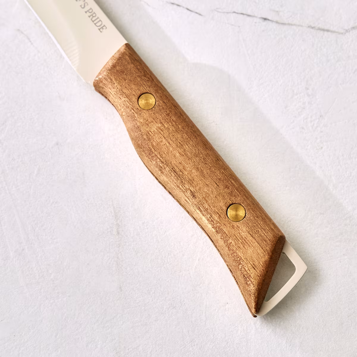 Chefs Pride Hampton Stainless Steel Utility Knife with Acacia Wood Handle in Brown