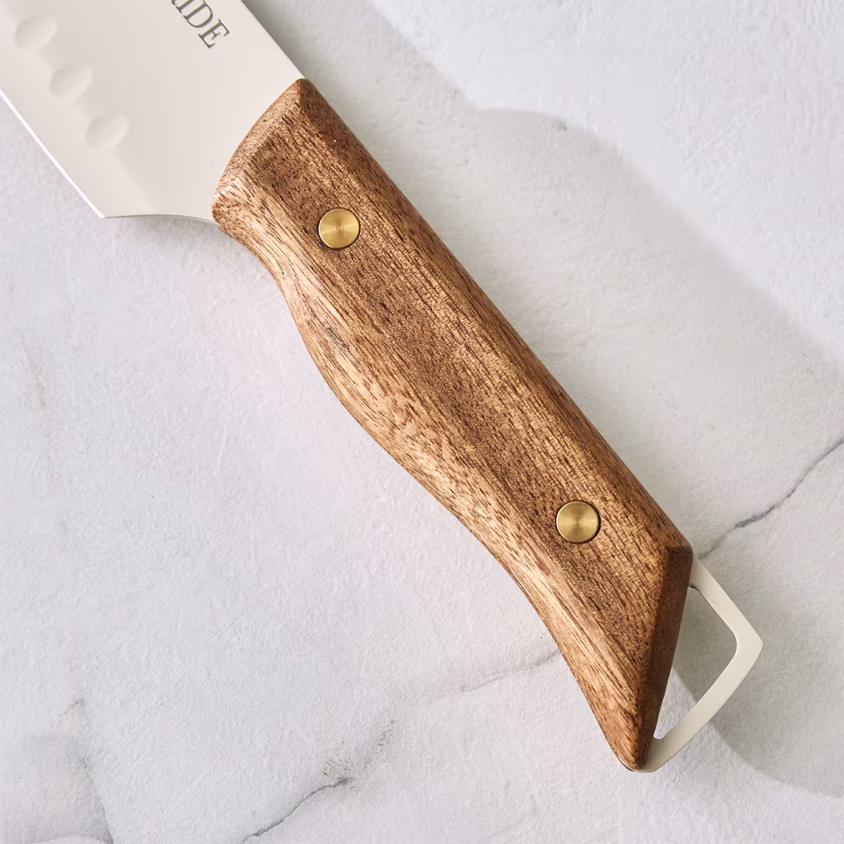 Chefs Pride Hampton Stainless Steel Santoku Knife with Acacia Wood Handle in Brown