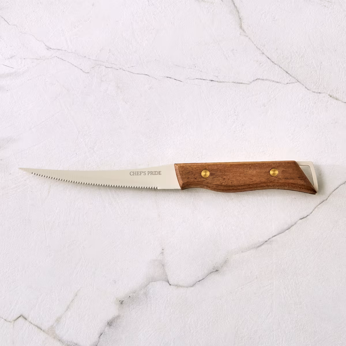 Chefs Pride Hampton Stainless Steel Knife with Acacia Wood Handle in Brown