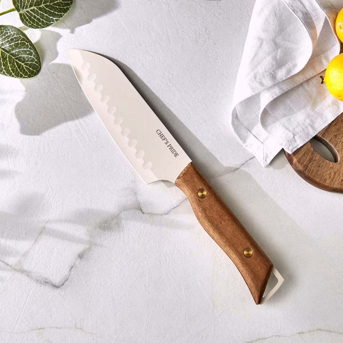 Chefs Pride Hampton Stainless Steel Santoku Knife in Brown