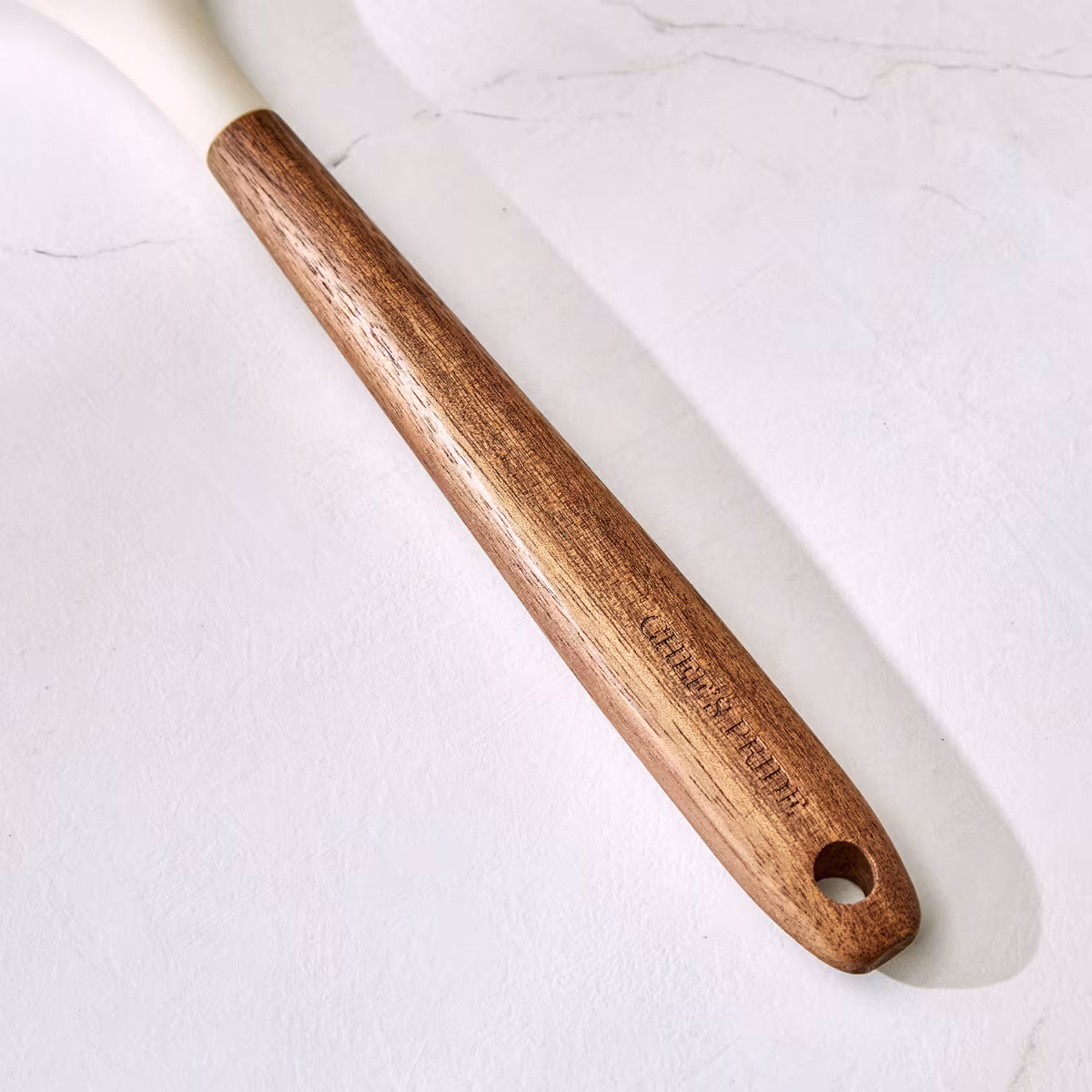 Chefs Pride Zeta Silicone Spoon with Wooden Handle in Cream