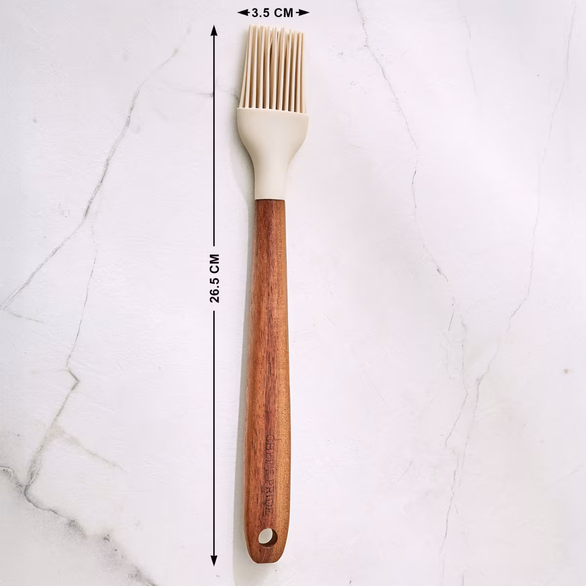 Chefs Pride Zeta Silicone Oil Brush with Acacia Wood Handle in Cream