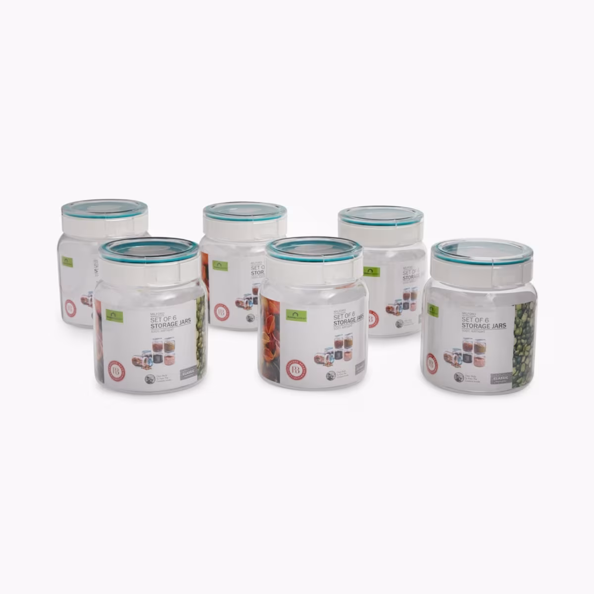 Barbados Set of 6 Pet Canisters - 900ml in Transparent