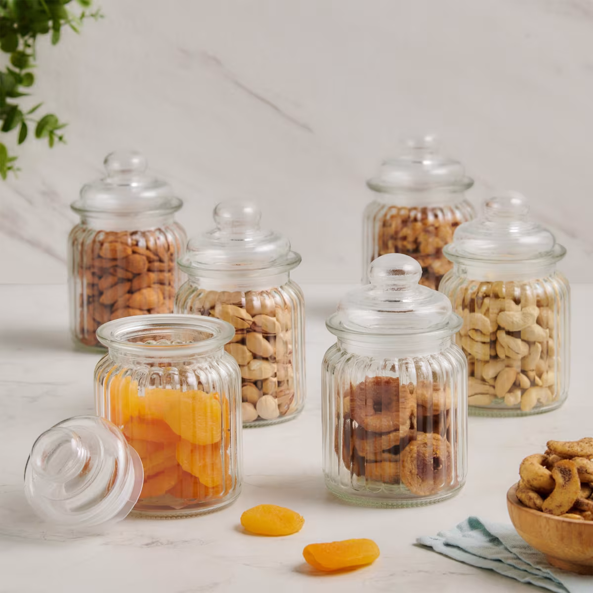 Marley Set of 6 Glass Storage Jars - 250ml in Transparent