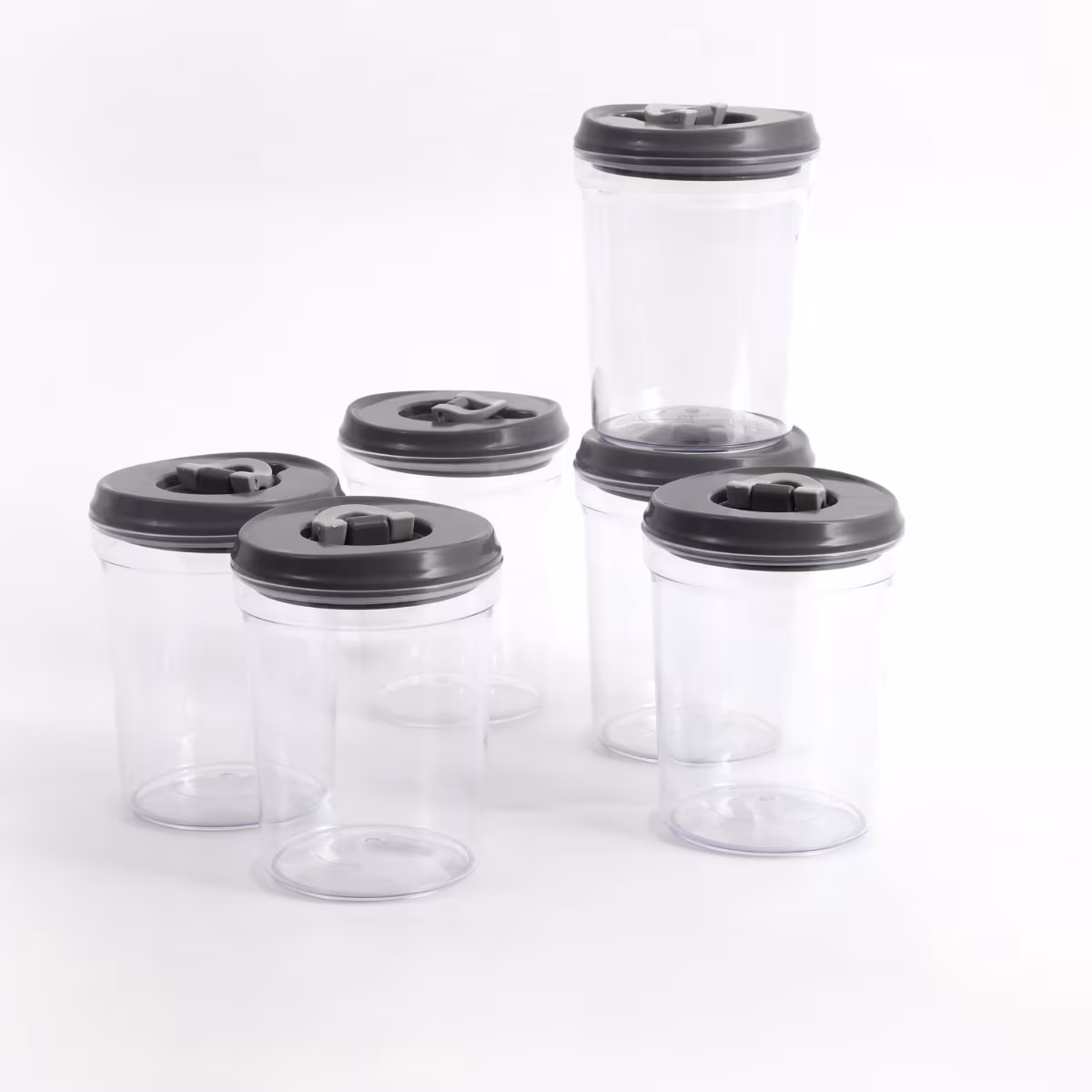 Genesis Sterling Set of 6 Storage Jars - 1L in Grey