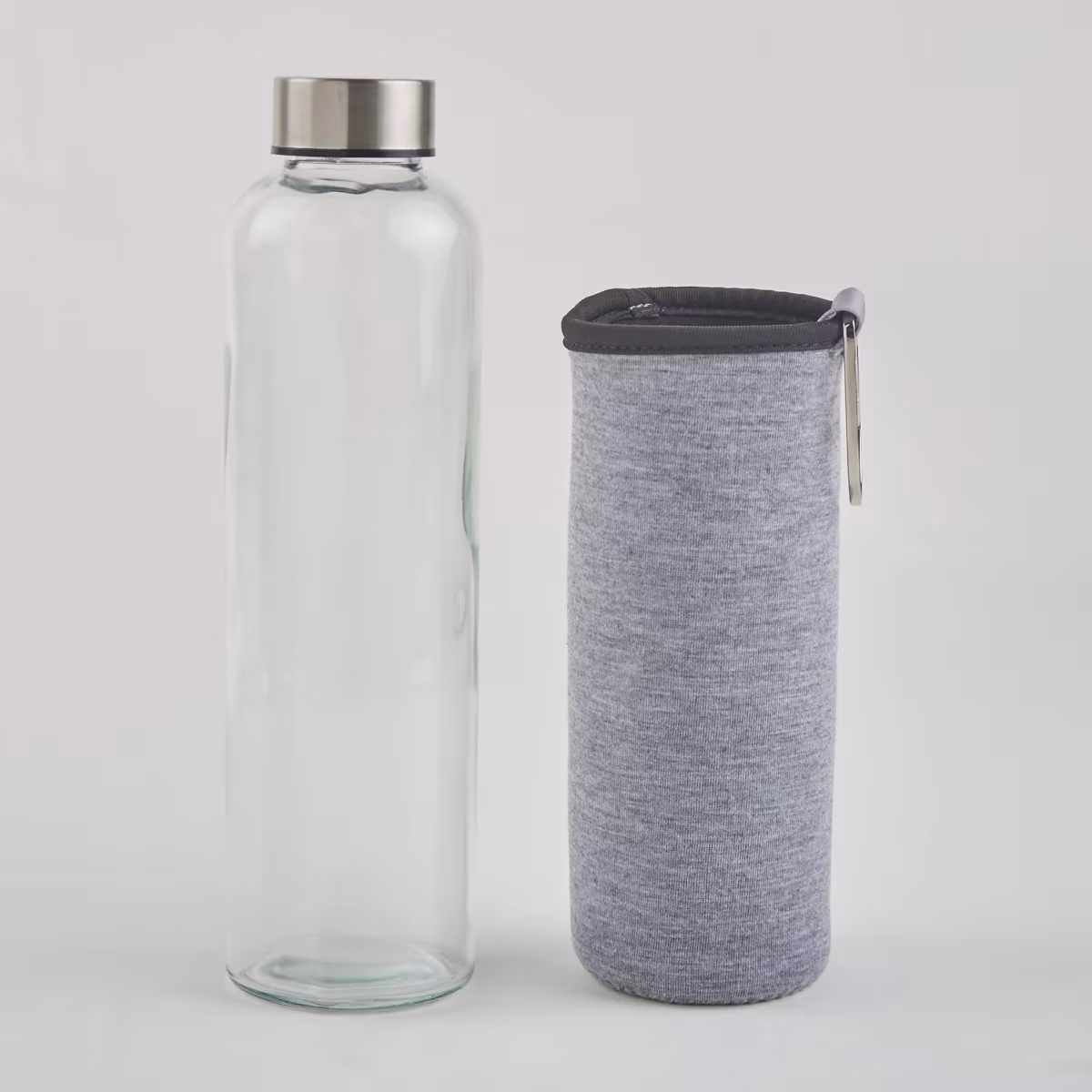 Pacific Favola Glass Water Bottle with Pouch - 600ml in Grey